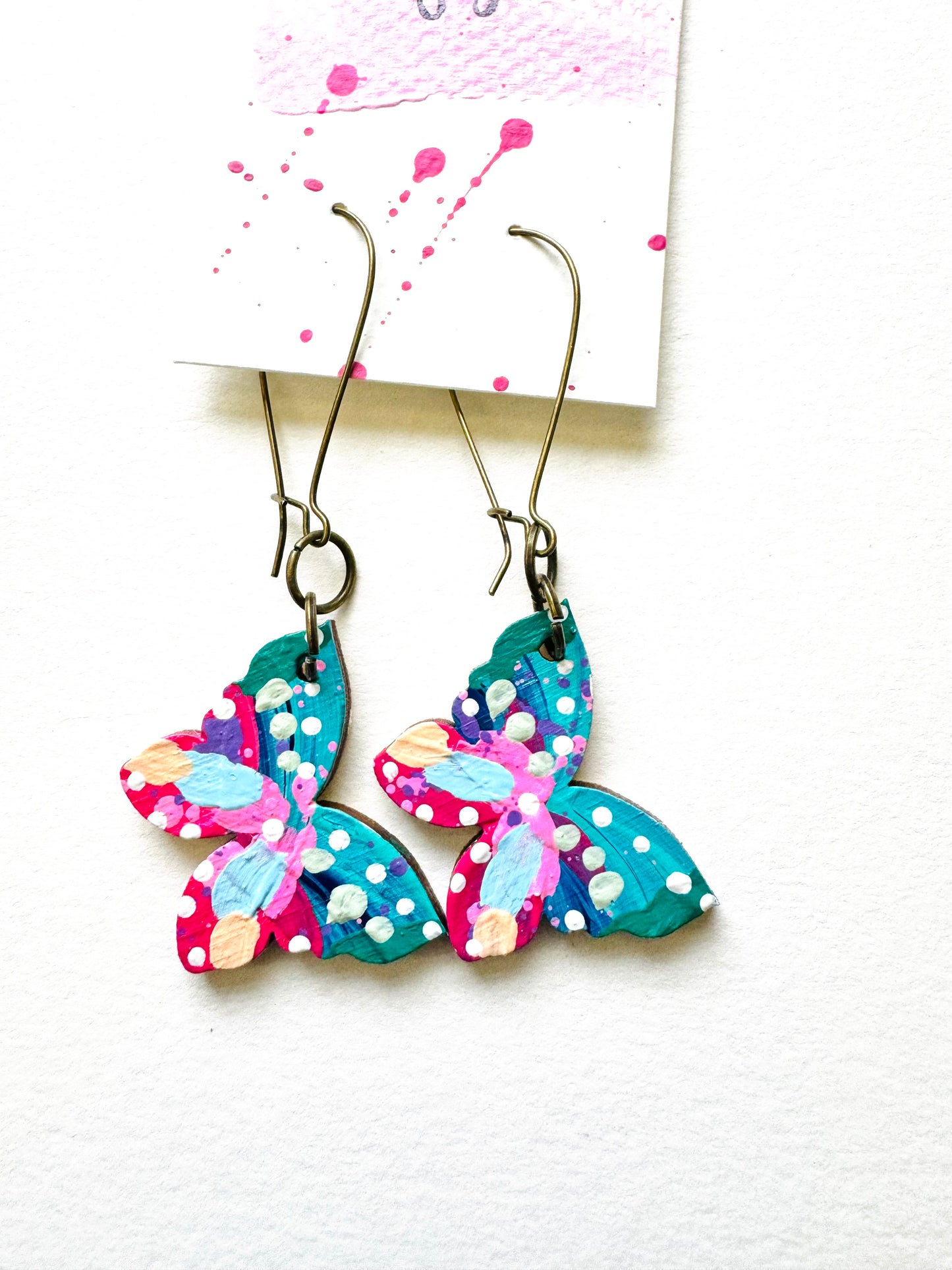 Colorful, Hand Painted Butterfly Earrings 20