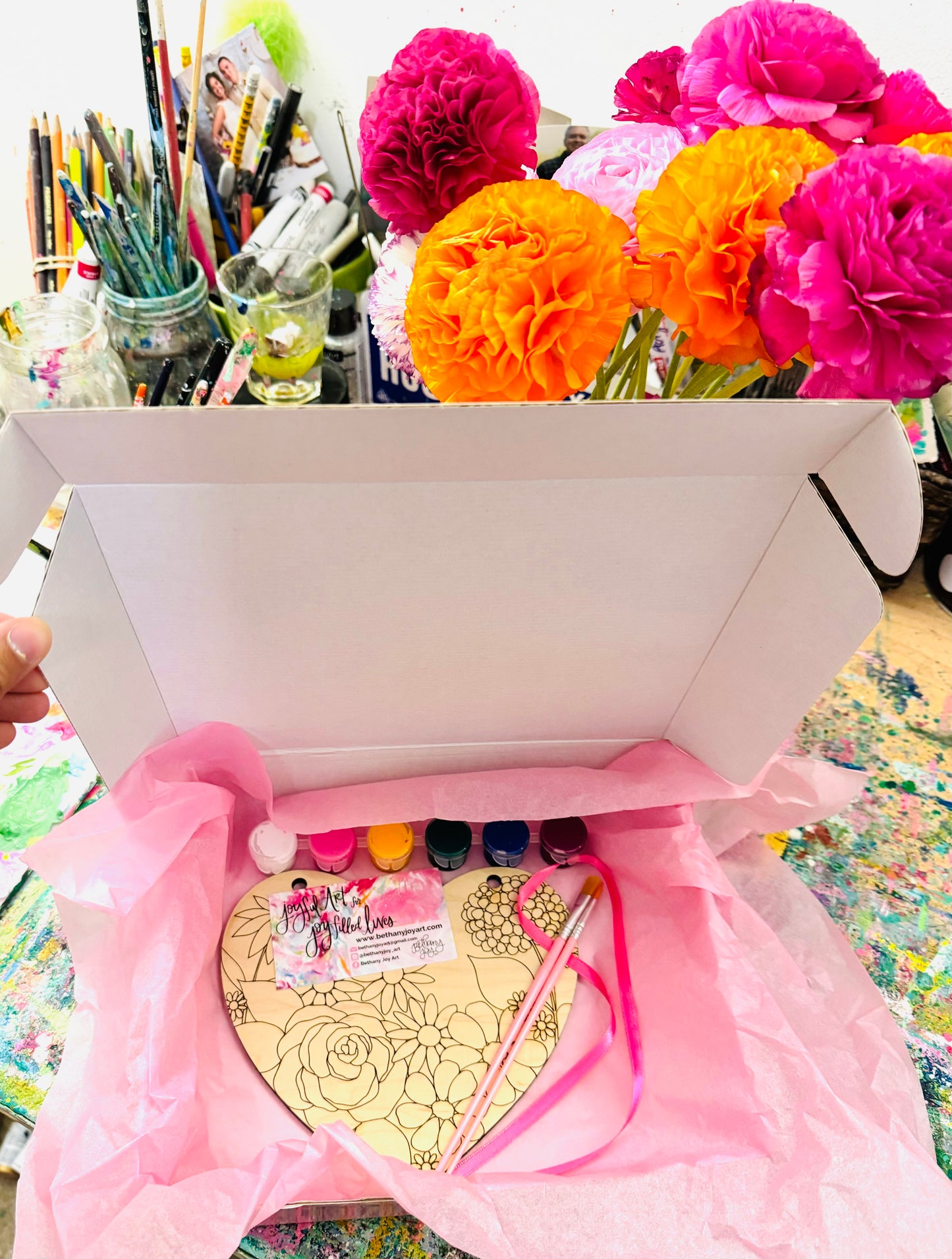 Floral Heart Art KIT and Video TUTORIAL - Paint Your Own!