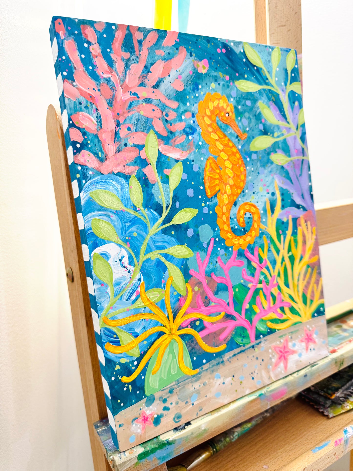 "Magic Beneath the Waves" Original Ocean Painting on 9x12 inch wood panel