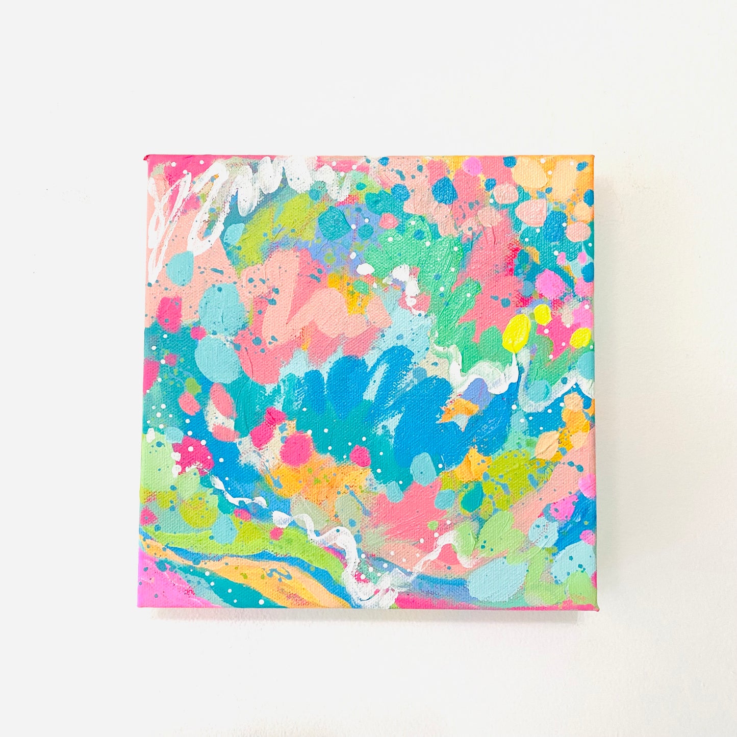 "With Love in my Heart" 8x8 inch original abstract painting on canvas