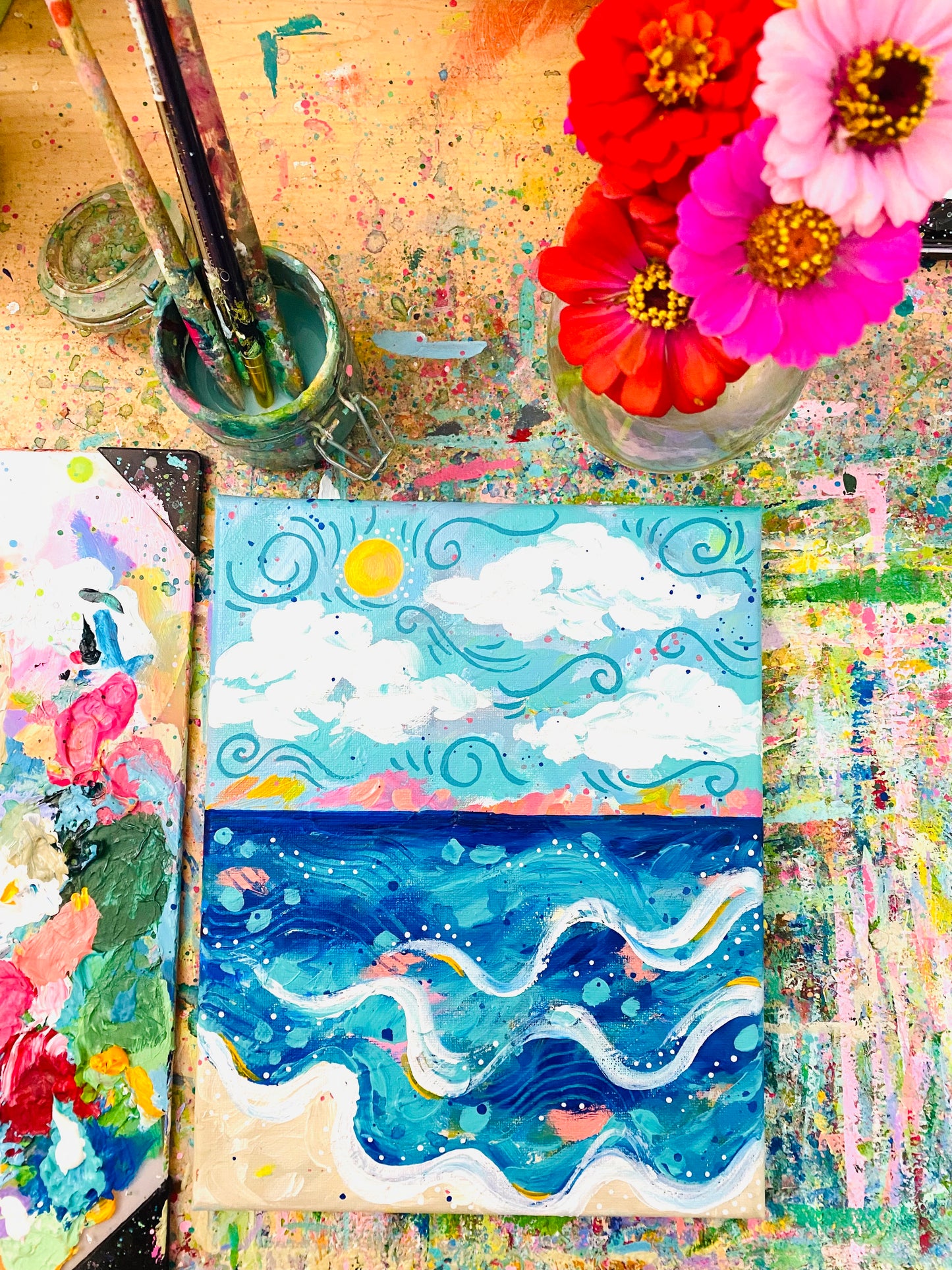 "New Wave" 8x10 inch original beach painting on canvas