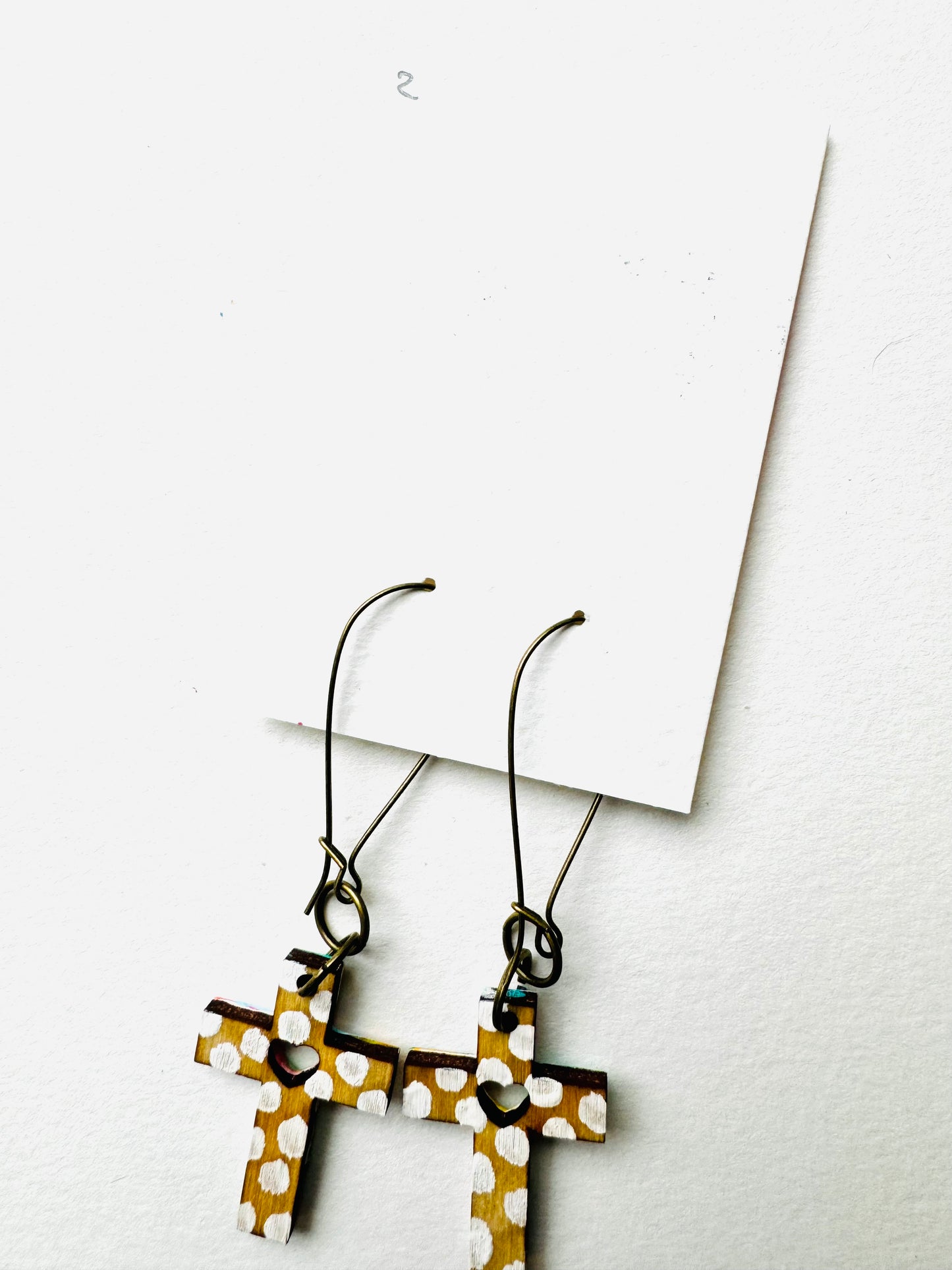 Colorful, Hand Painted Cross Earrings 2