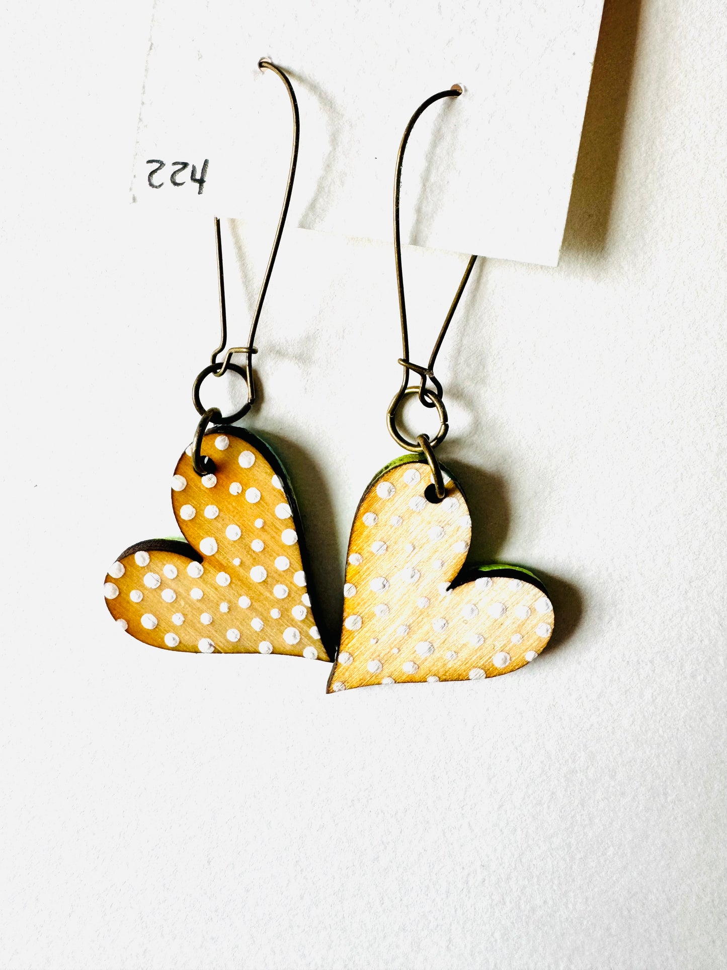 Colorful, Hand Painted, Heart Shaped Earrings 224