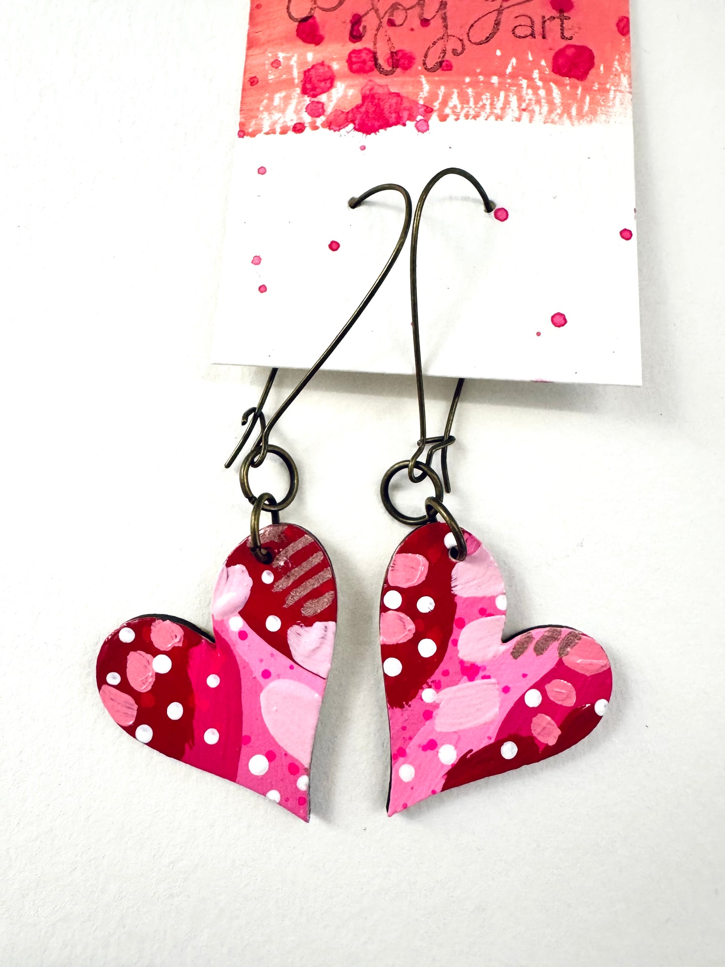Colorful, Hand Painted, Valentine Heart Shaped Earrings 19