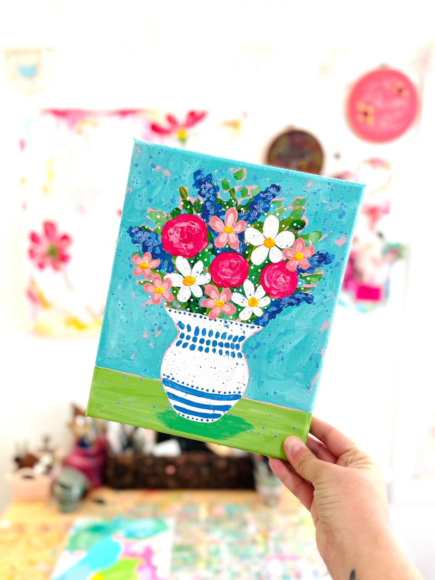 Floral Bouquet Spring Original Painting on 8x10 inch Canvas