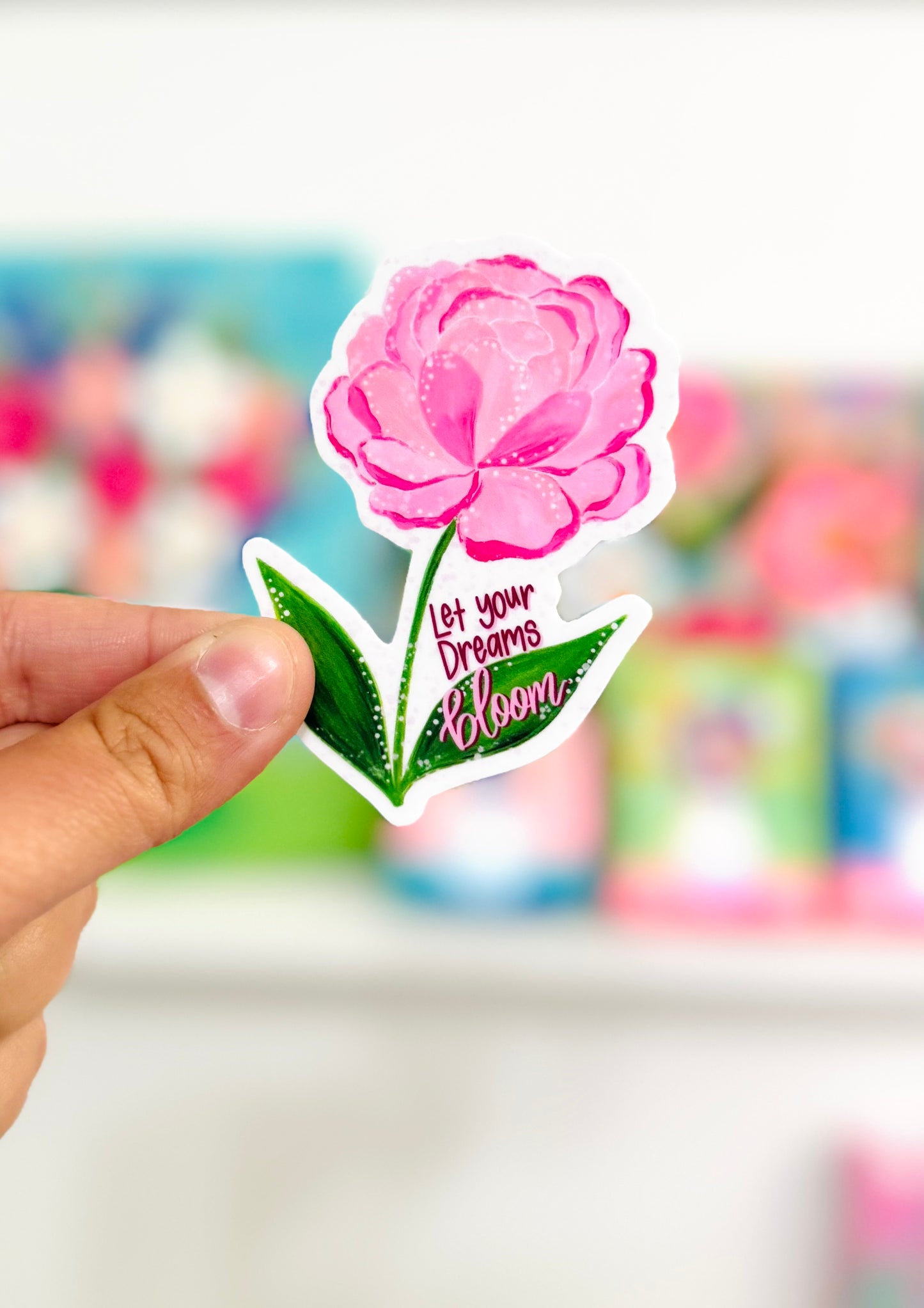 Let Your Dreams Bloom Peony (from my book!) Vinyl April 2025 Sticker of the Month