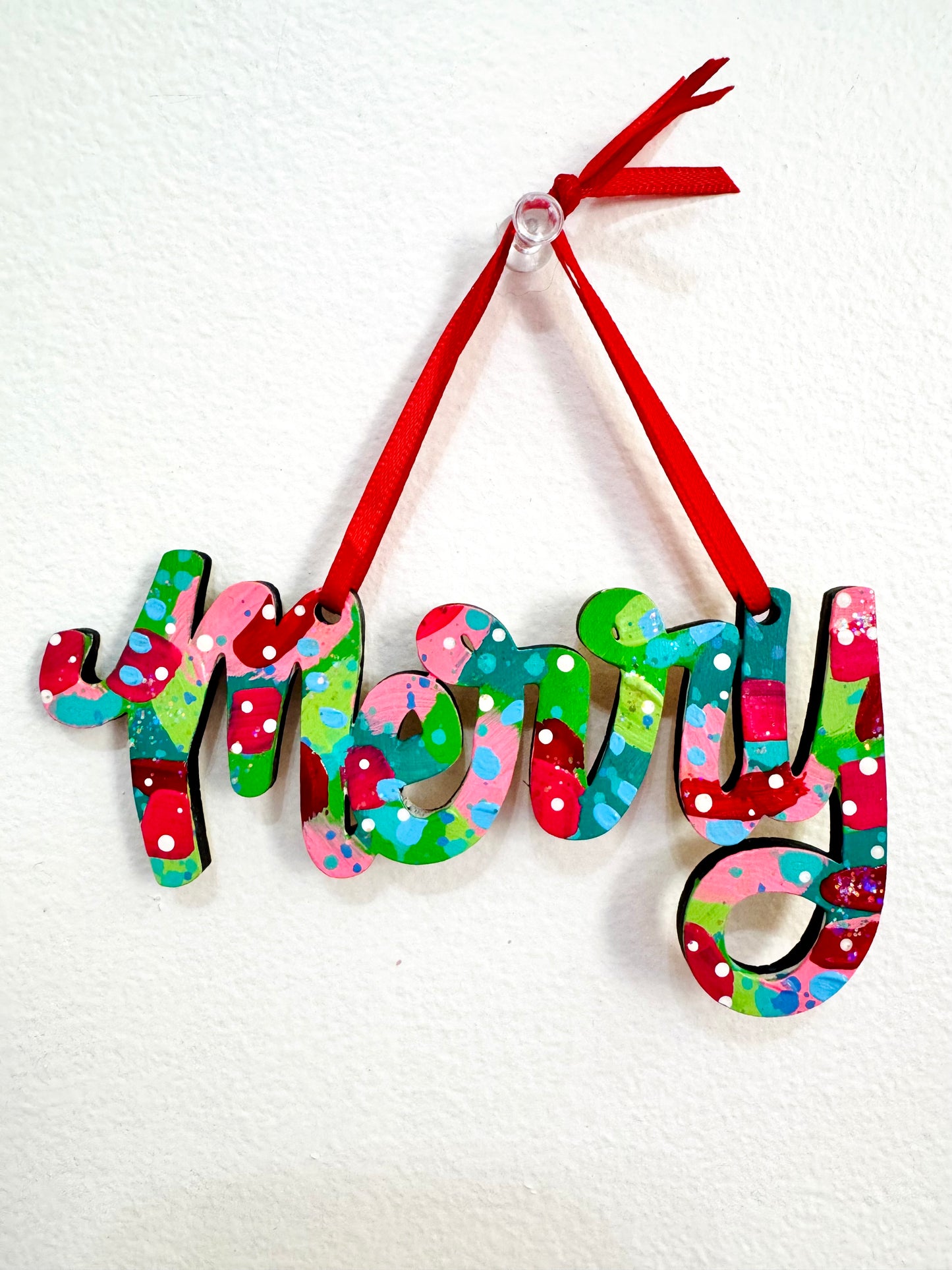 Hand Painted Merry Christmas Ornament 14