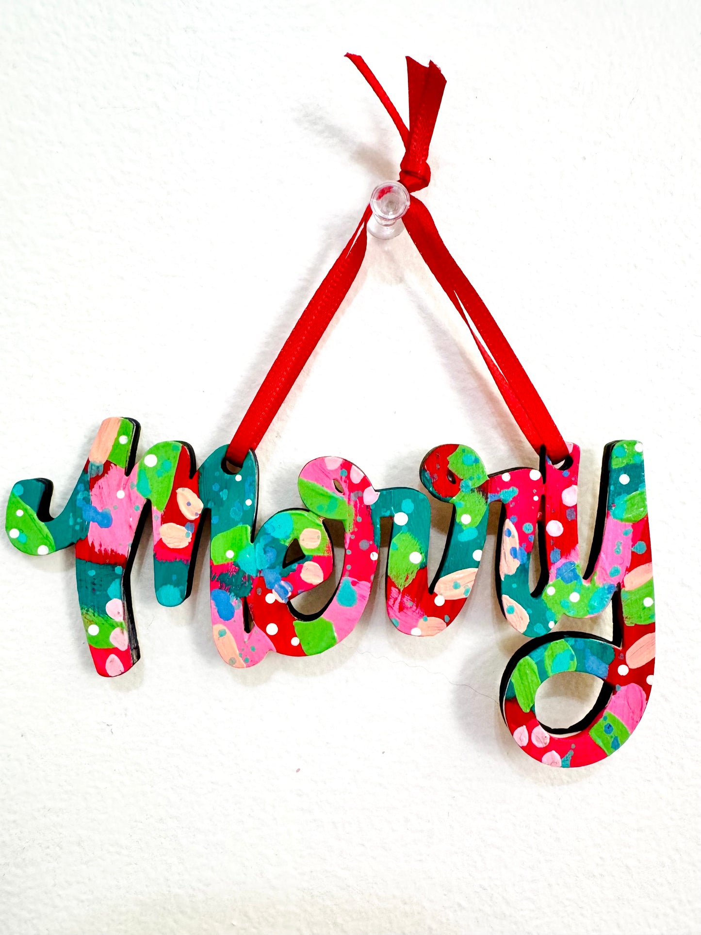 Hand Painted Merry Christmas Ornament 10