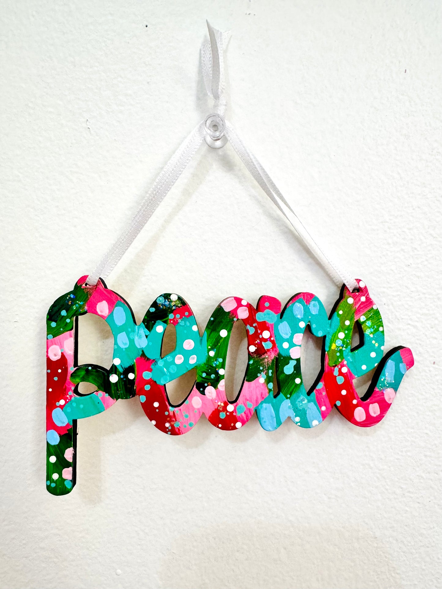 Hand Painted Peace Christmas Ornament 16