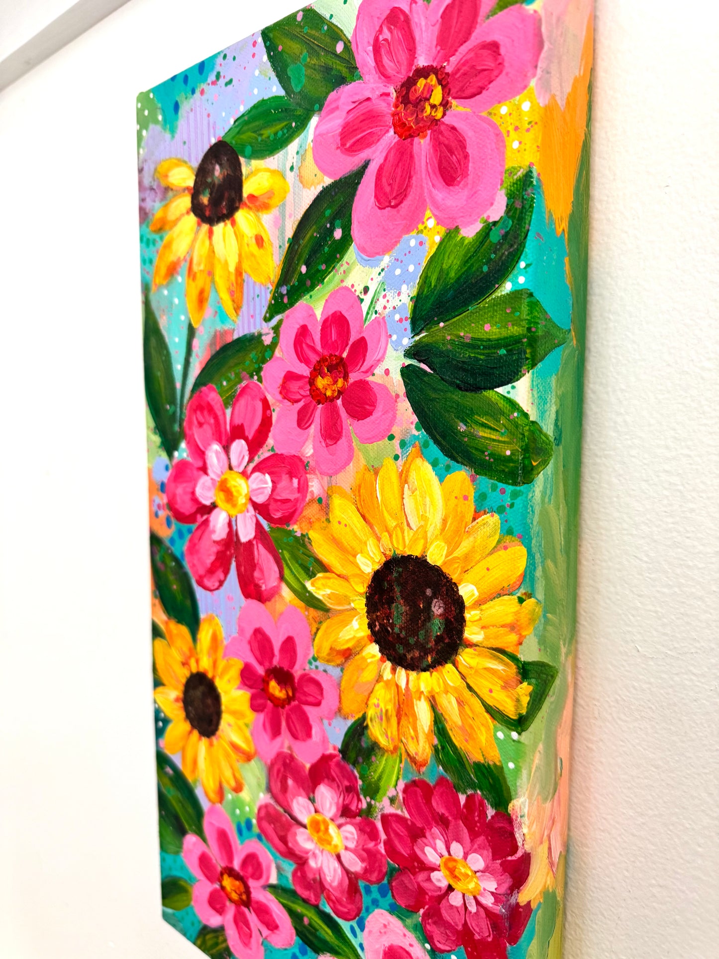 “Wildflower Waltz” 8x16 inch original floral painting on canvas