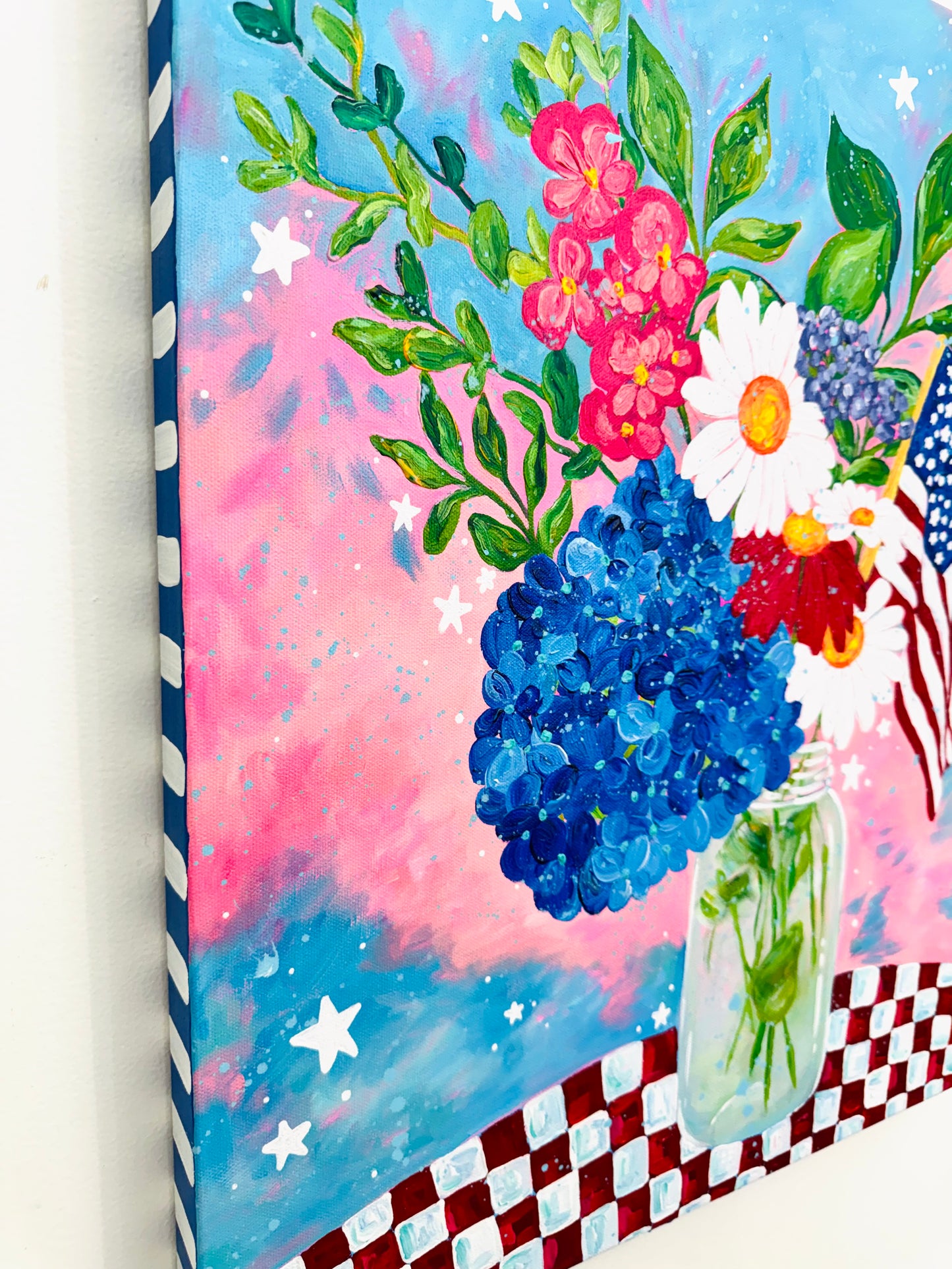 "Red, White, and Blooms" Original Painting #27 of 52 Weeks of Colorful Joy 2026