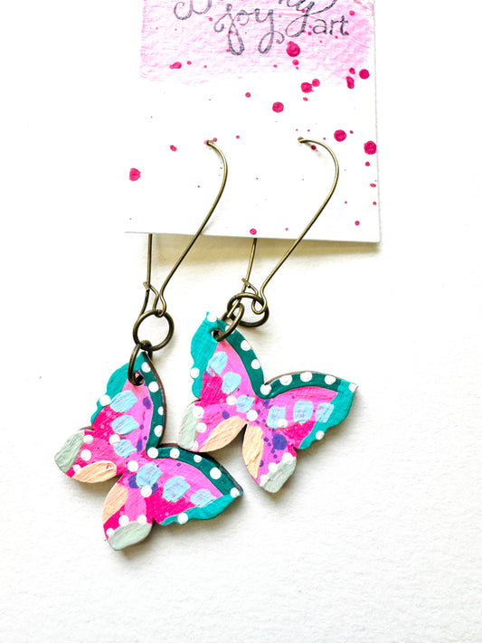 Colorful, Hand Painted Butterfly Earrings 19