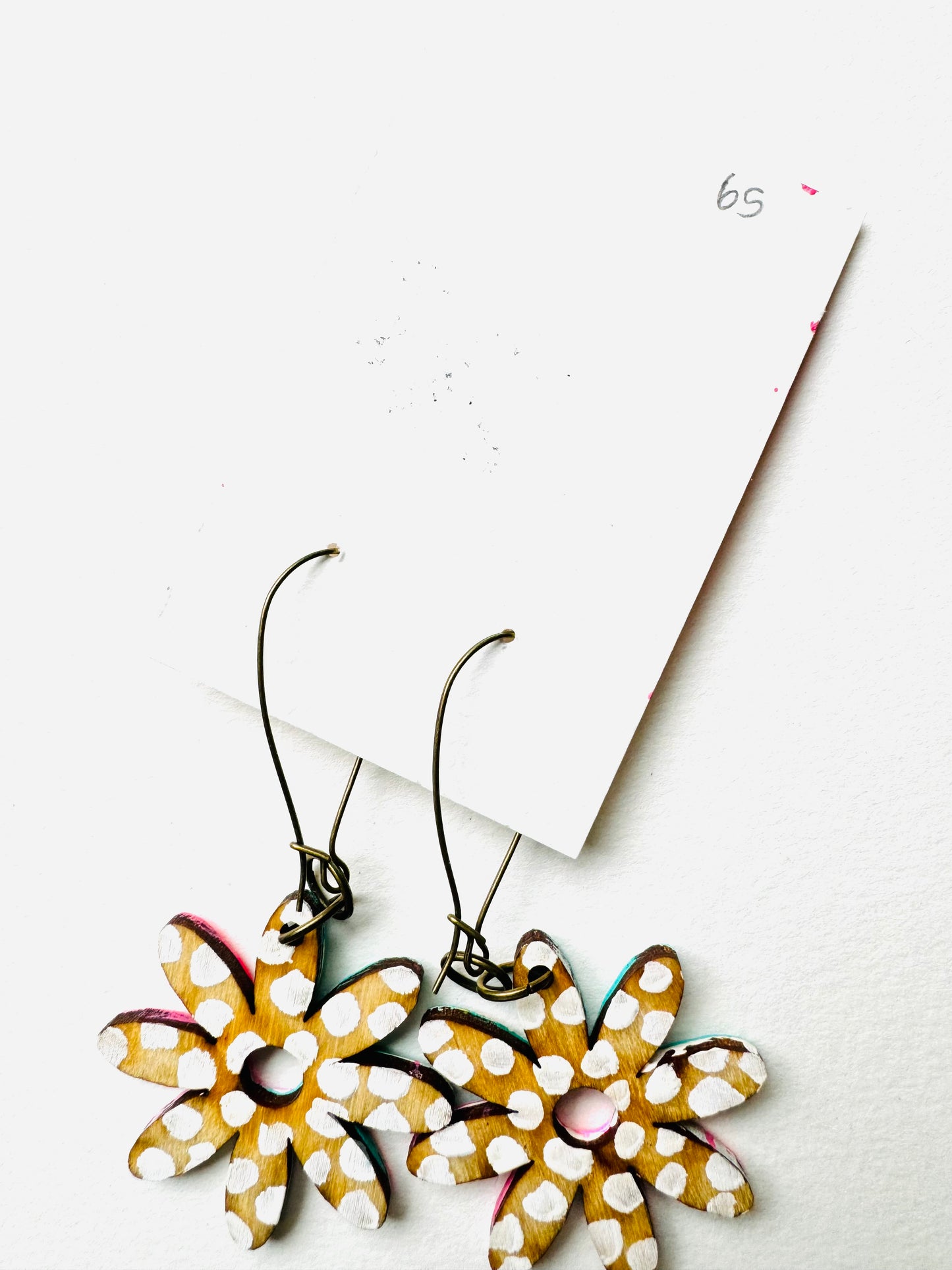 Colorful, Hand Painted Flower Earrings 65