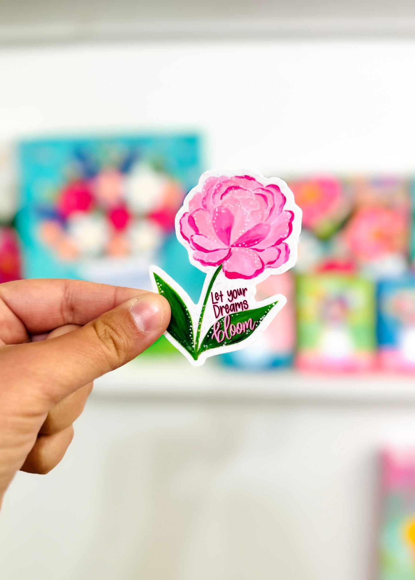 Let Your Dreams Bloom Peony (from my book!) Vinyl April 2025 Sticker of the Month