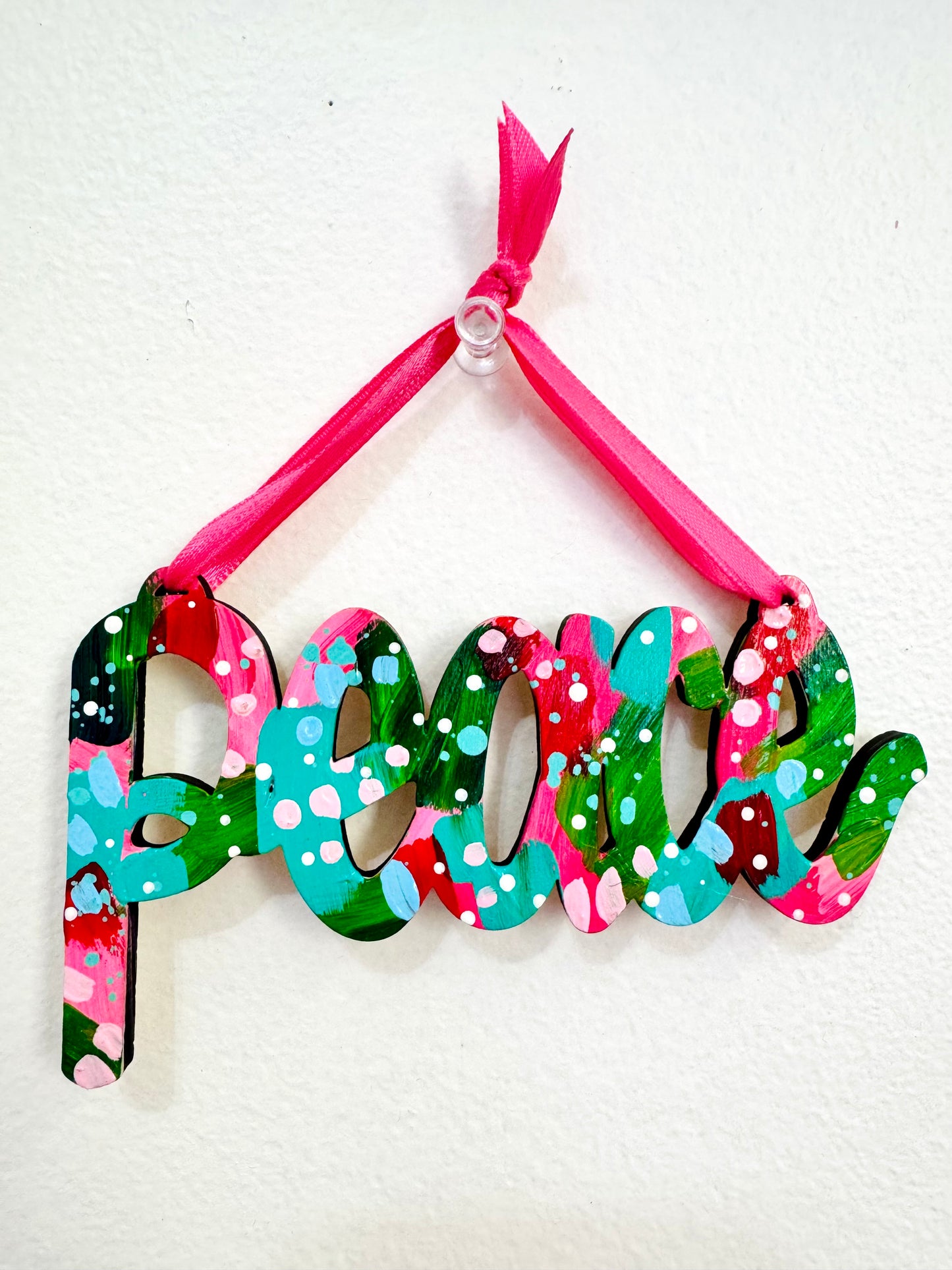 Hand Painted Peace Christmas Ornament 2