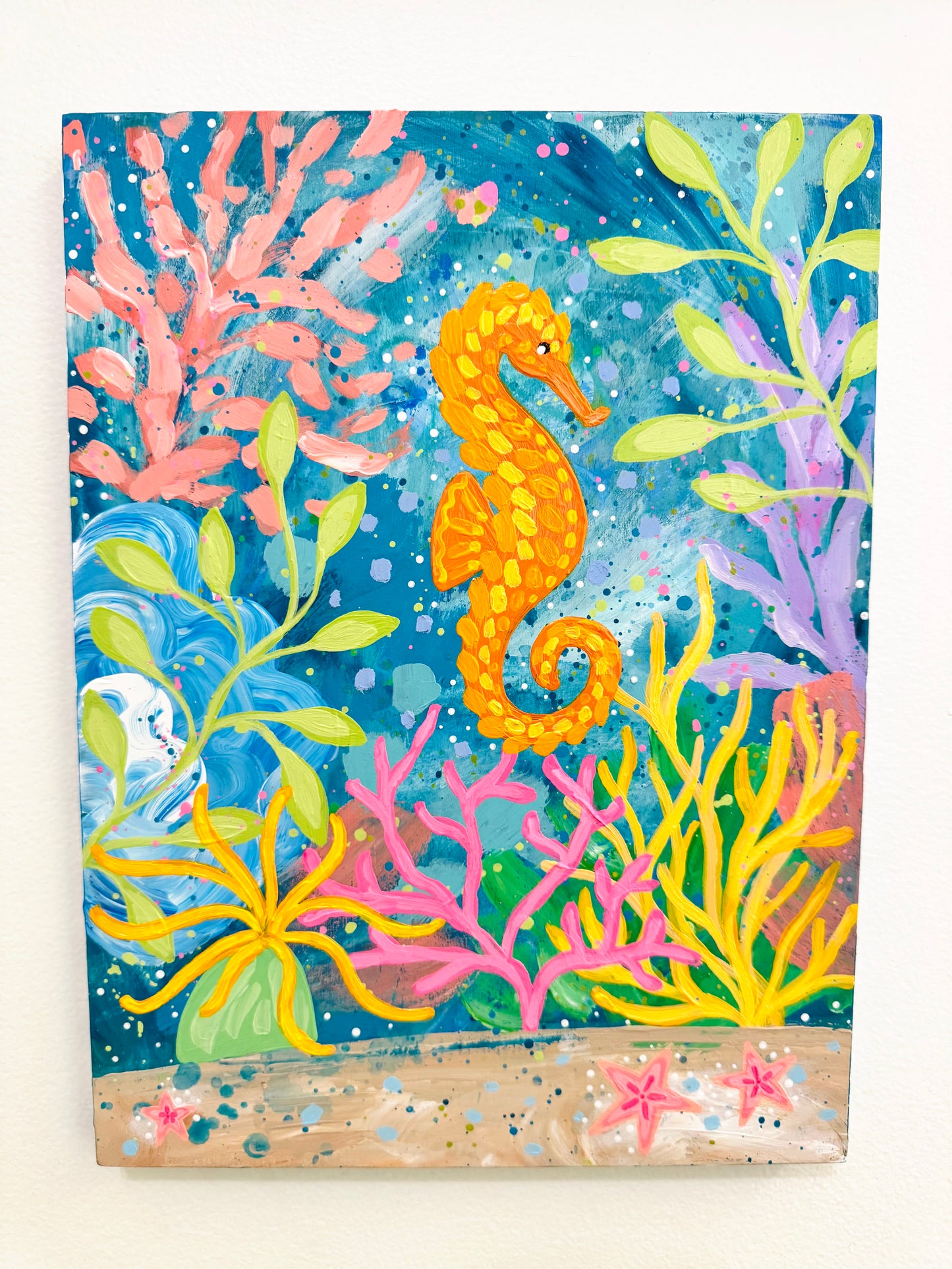 "Magic Beneath the Waves" Original Ocean Painting on 9x12 inch wood panel