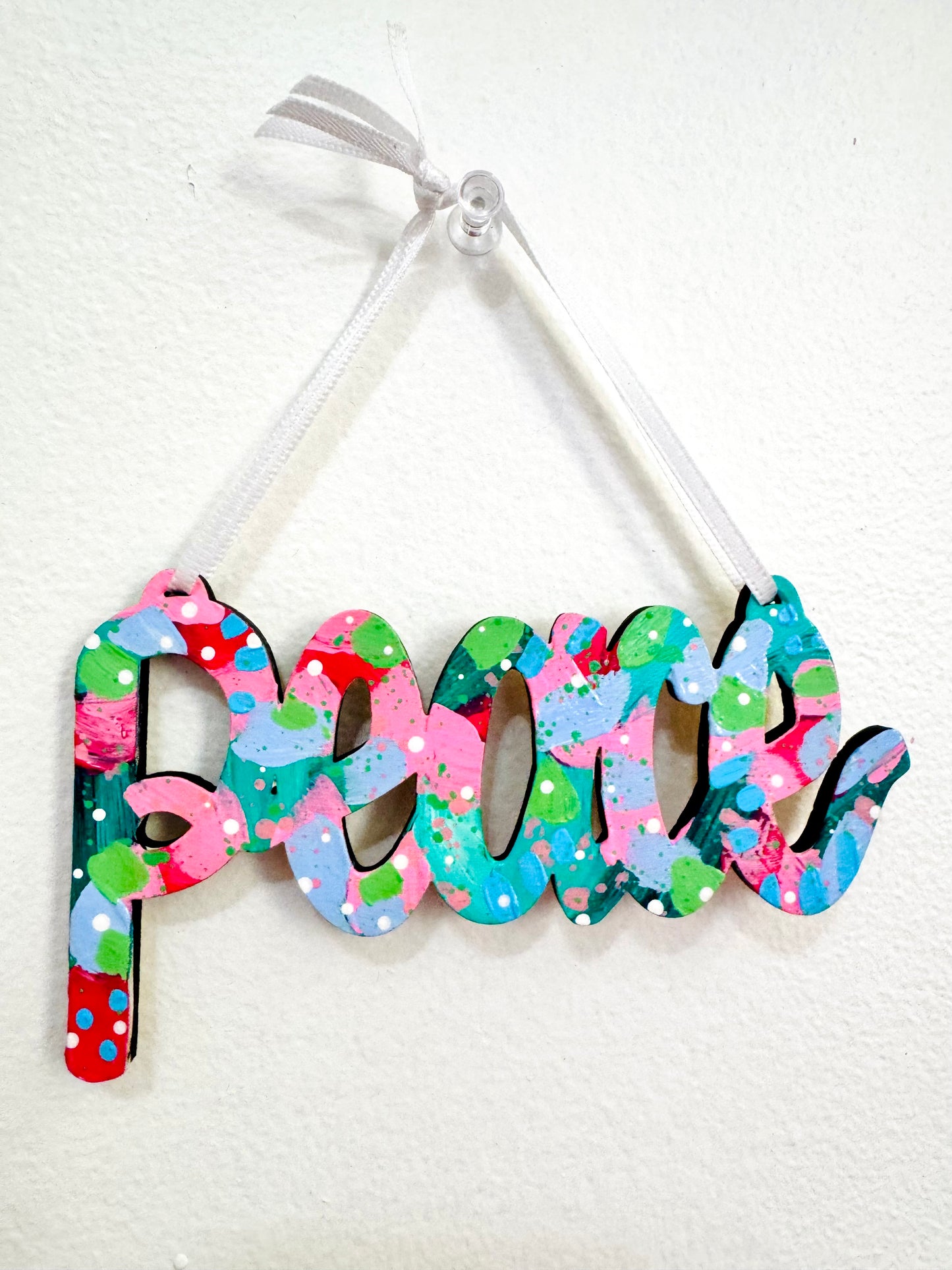 Hand Painted Peace Christmas Ornament 14