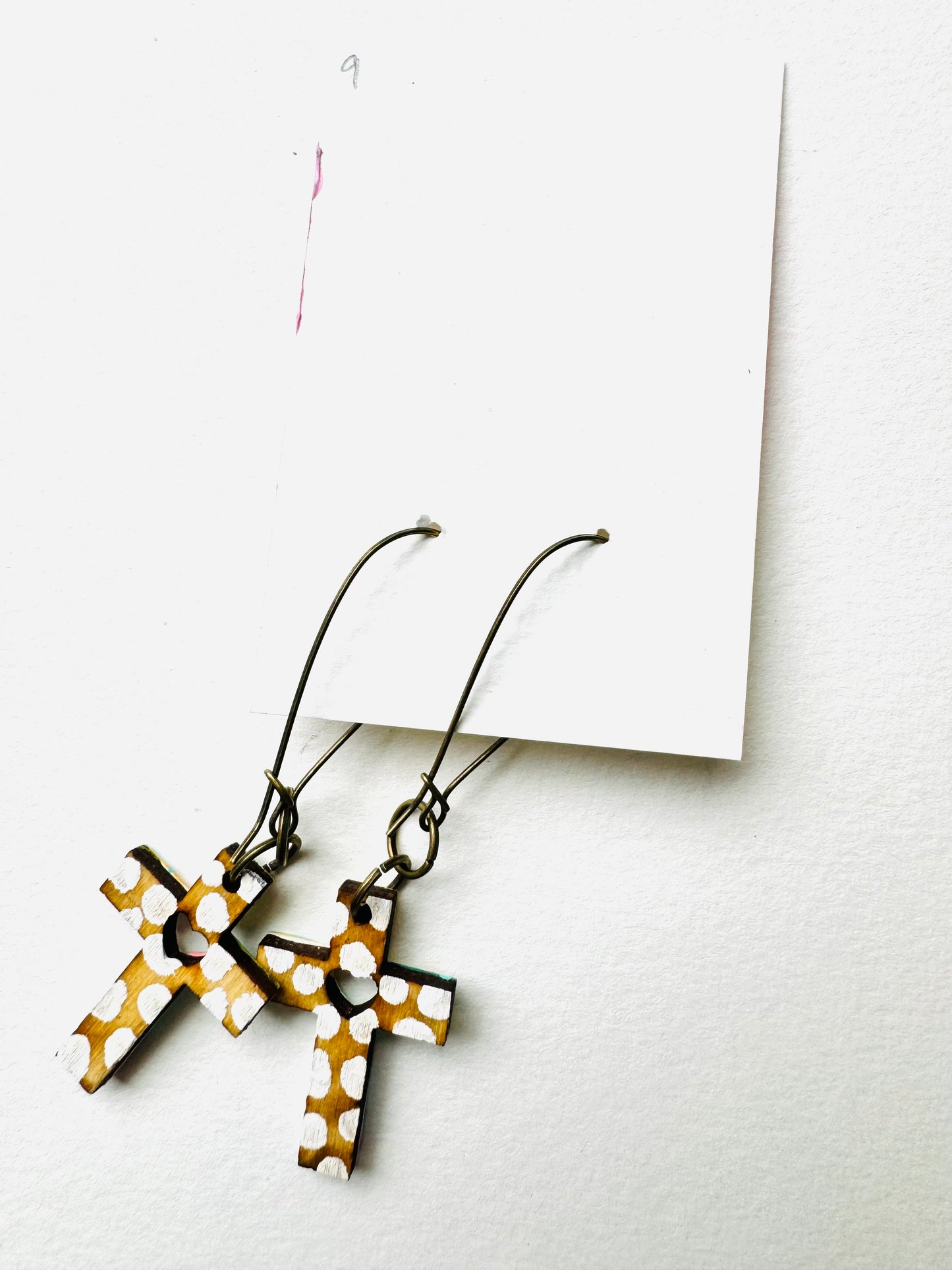 Colorful, Hand Painted Cross Earrings 9