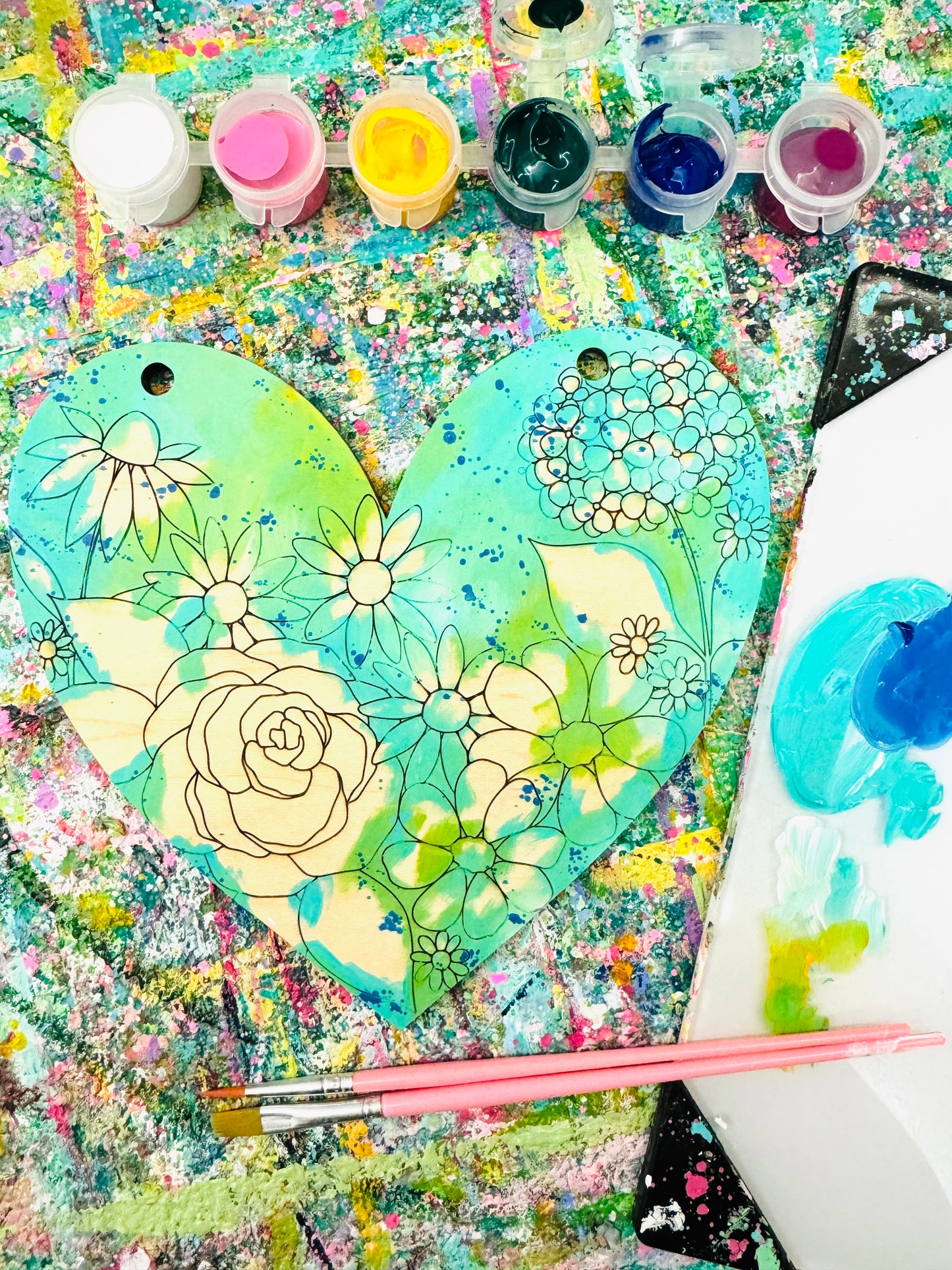 Floral Heart Art KIT and Video TUTORIAL - Paint Your Own!
