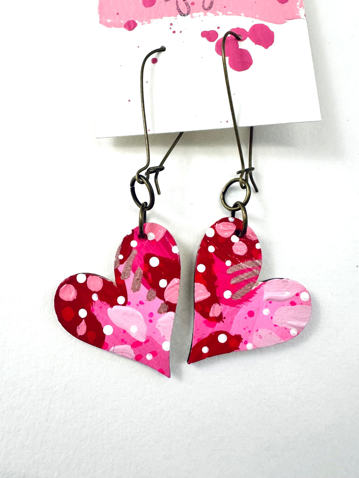 Colorful, Hand Painted, Valentine Heart Shaped Earrings 13