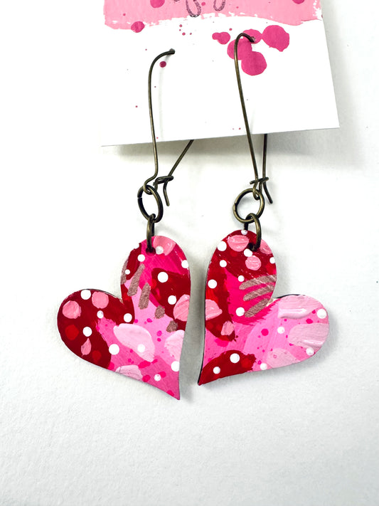 Colorful, Hand Painted, Valentine Heart Shaped Earrings 13