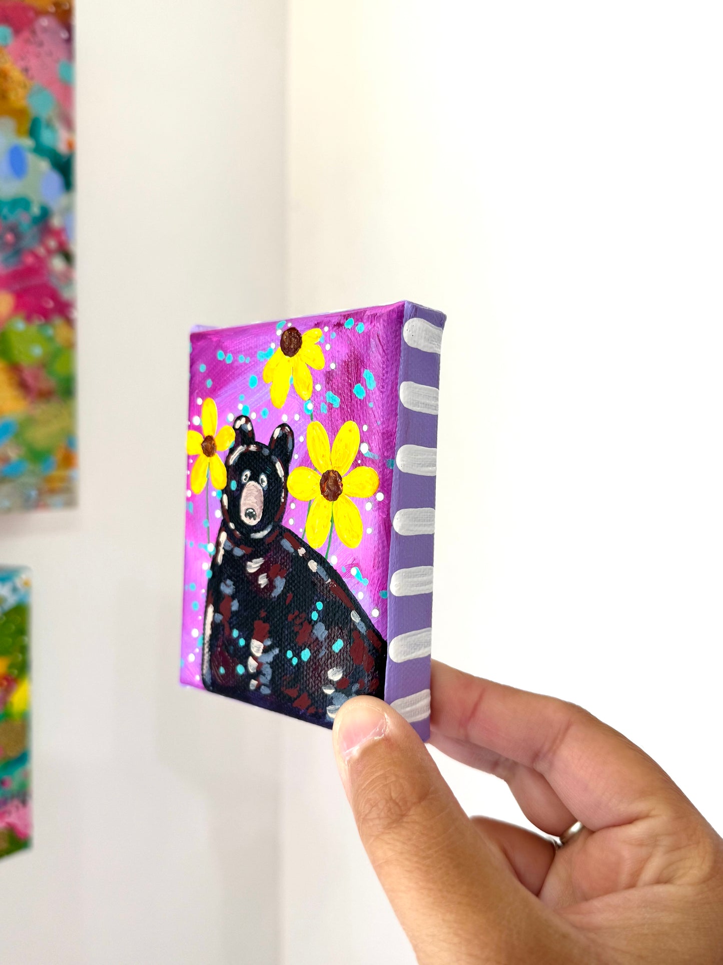 Black Bear Floral Mini Canvas 5