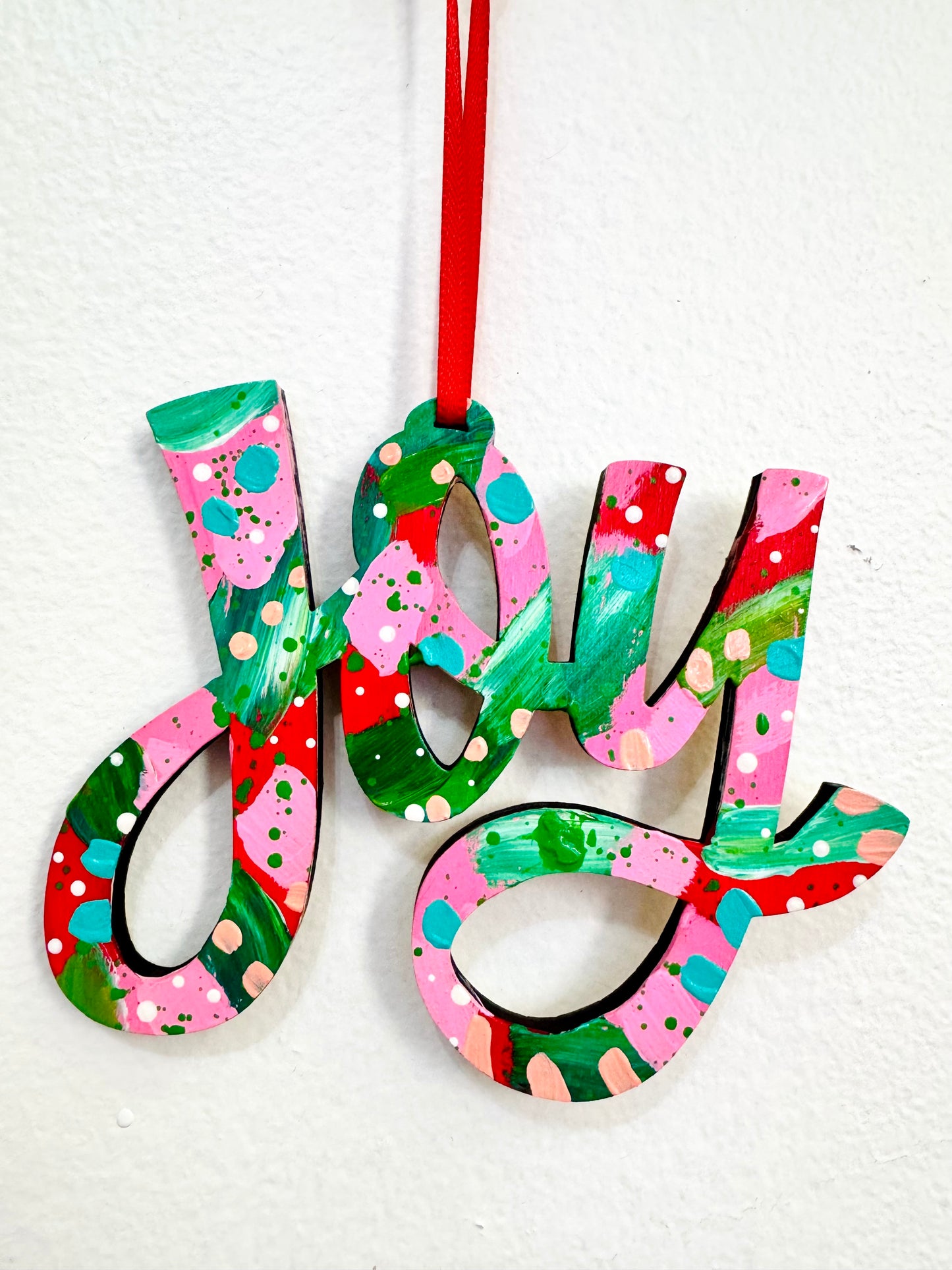 Hand Painted Joy Christmas Ornament 17
