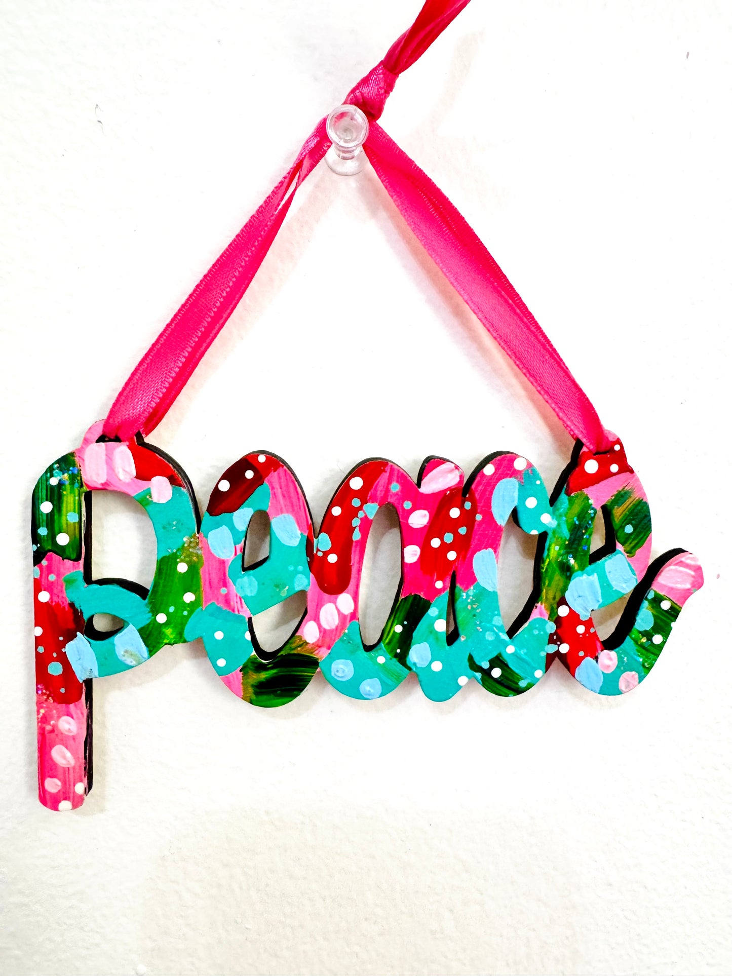 Hand Painted Peace Christmas Ornament 6