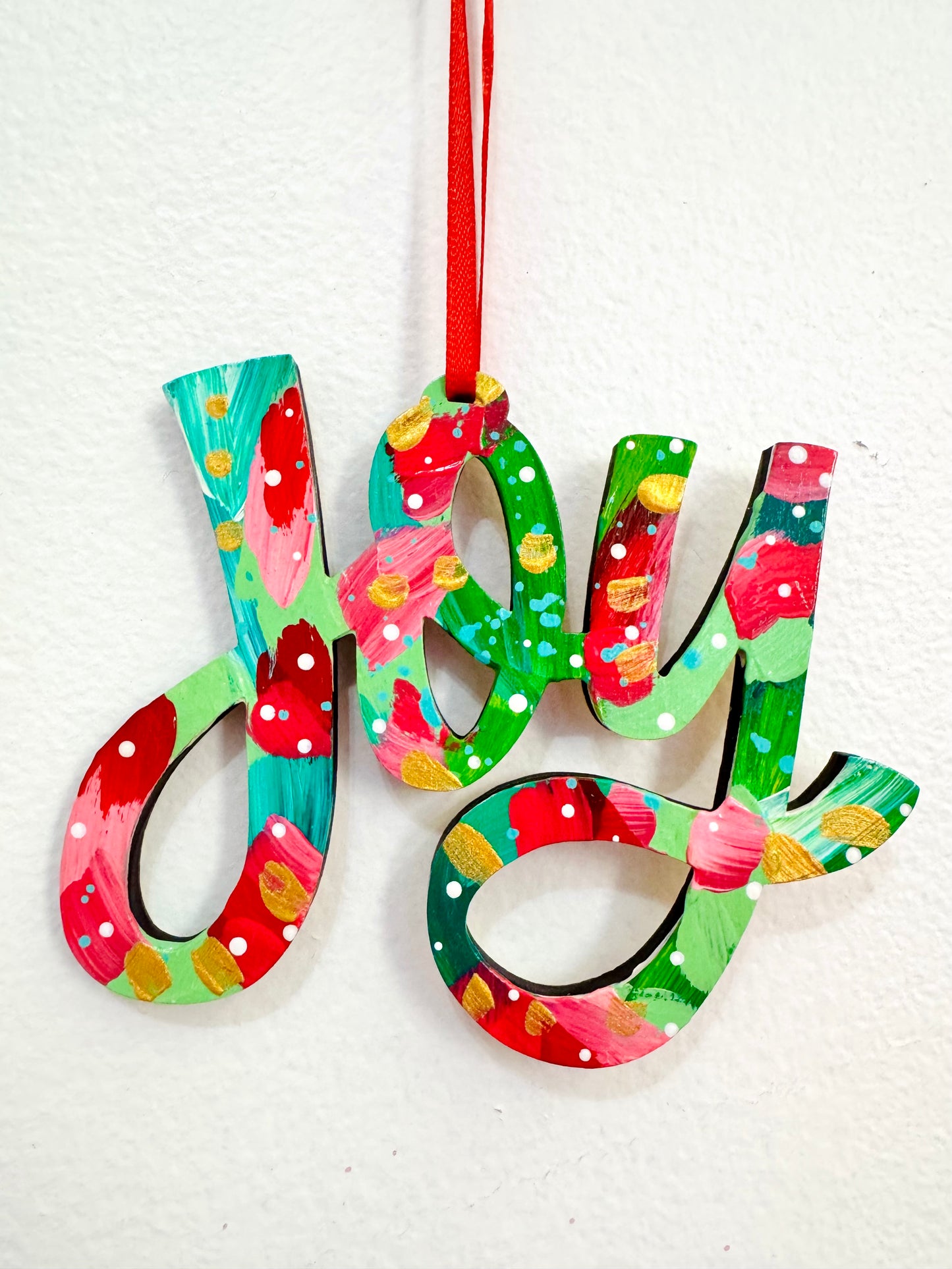 Hand Painted Joy Christmas Ornament 6