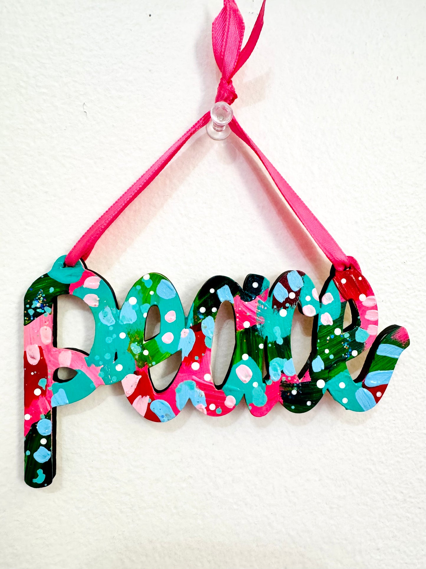 Hand Painted Peace Christmas Ornament 4