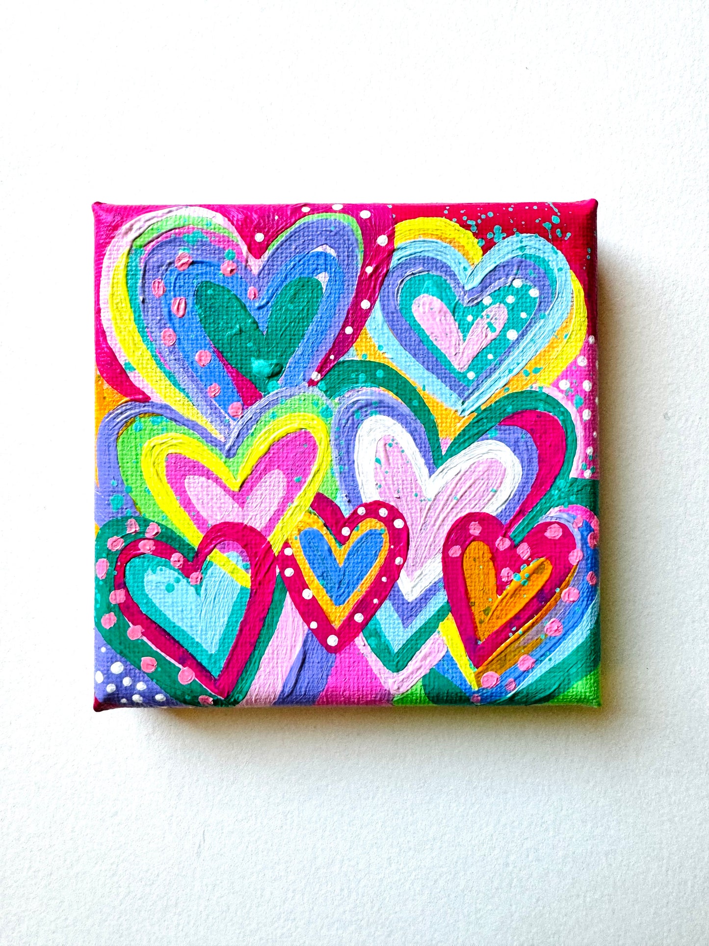 Original heart art on 4x4 inch canvas no.2