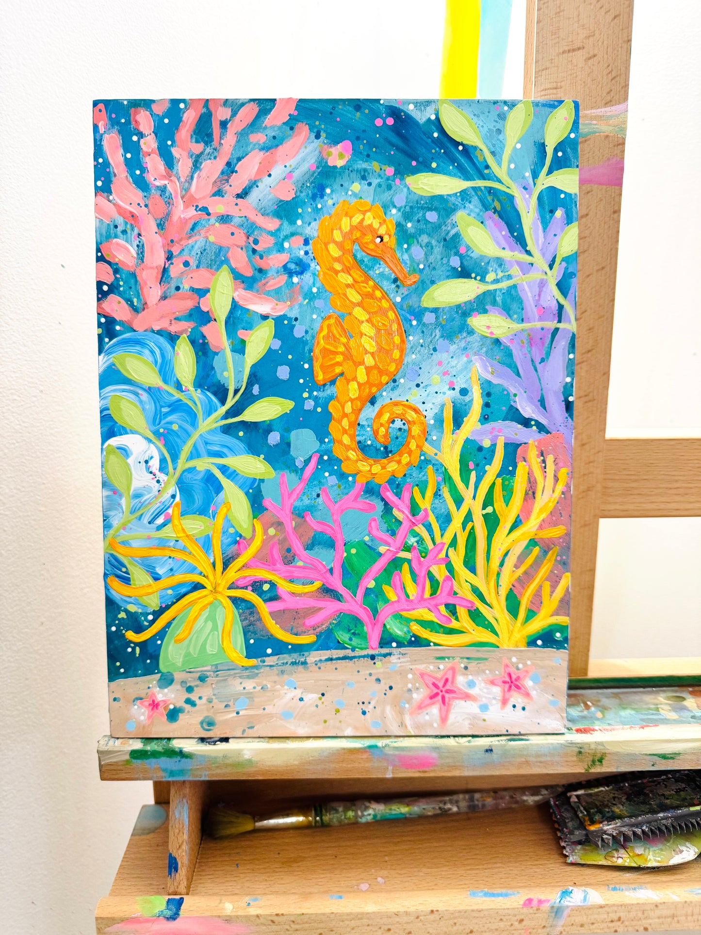 "Magic Beneath the Waves" Original Ocean Painting on 9x12 inch wood panel