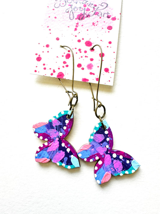 Colorful, Hand Painted Butterfly Earrings 13