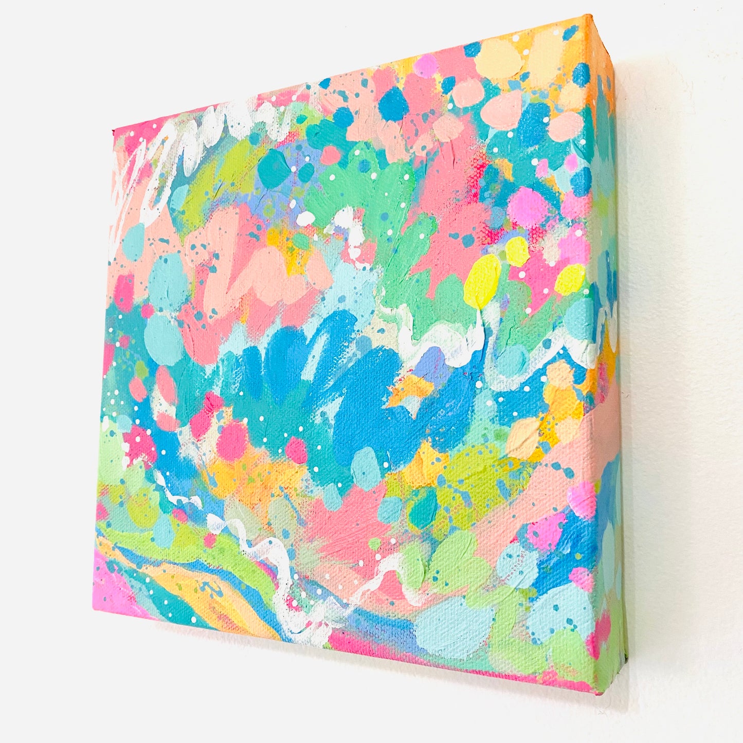 "With Love in my Heart" 8x8 inch original abstract painting on canvas