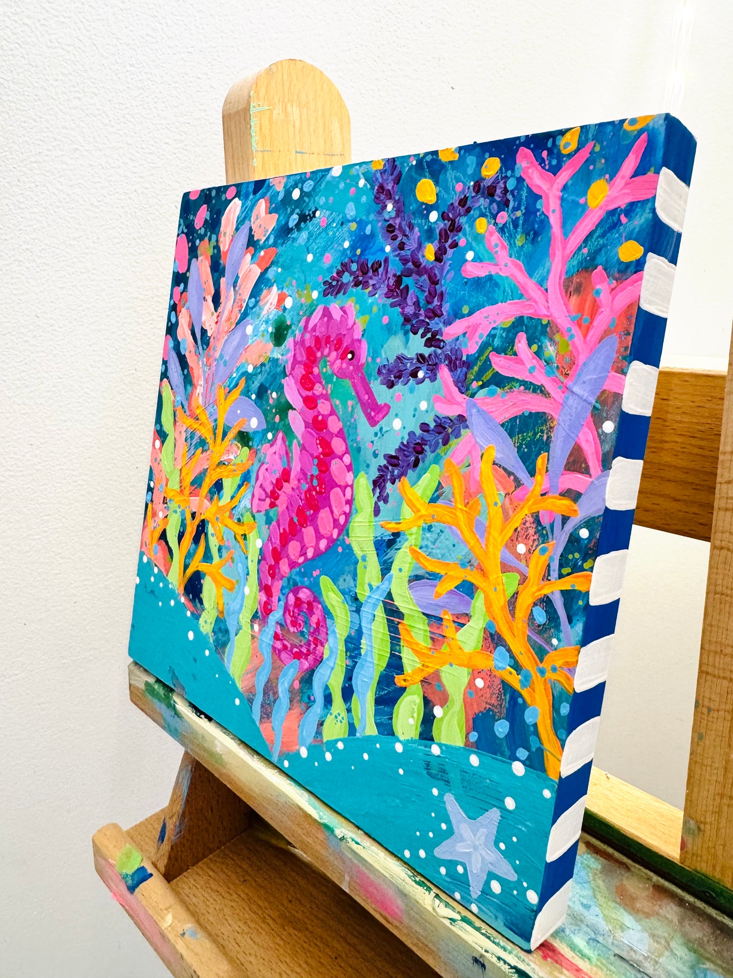 "Ocean Dreams" Original Ocean Painting on 8x8 inch wood panel
