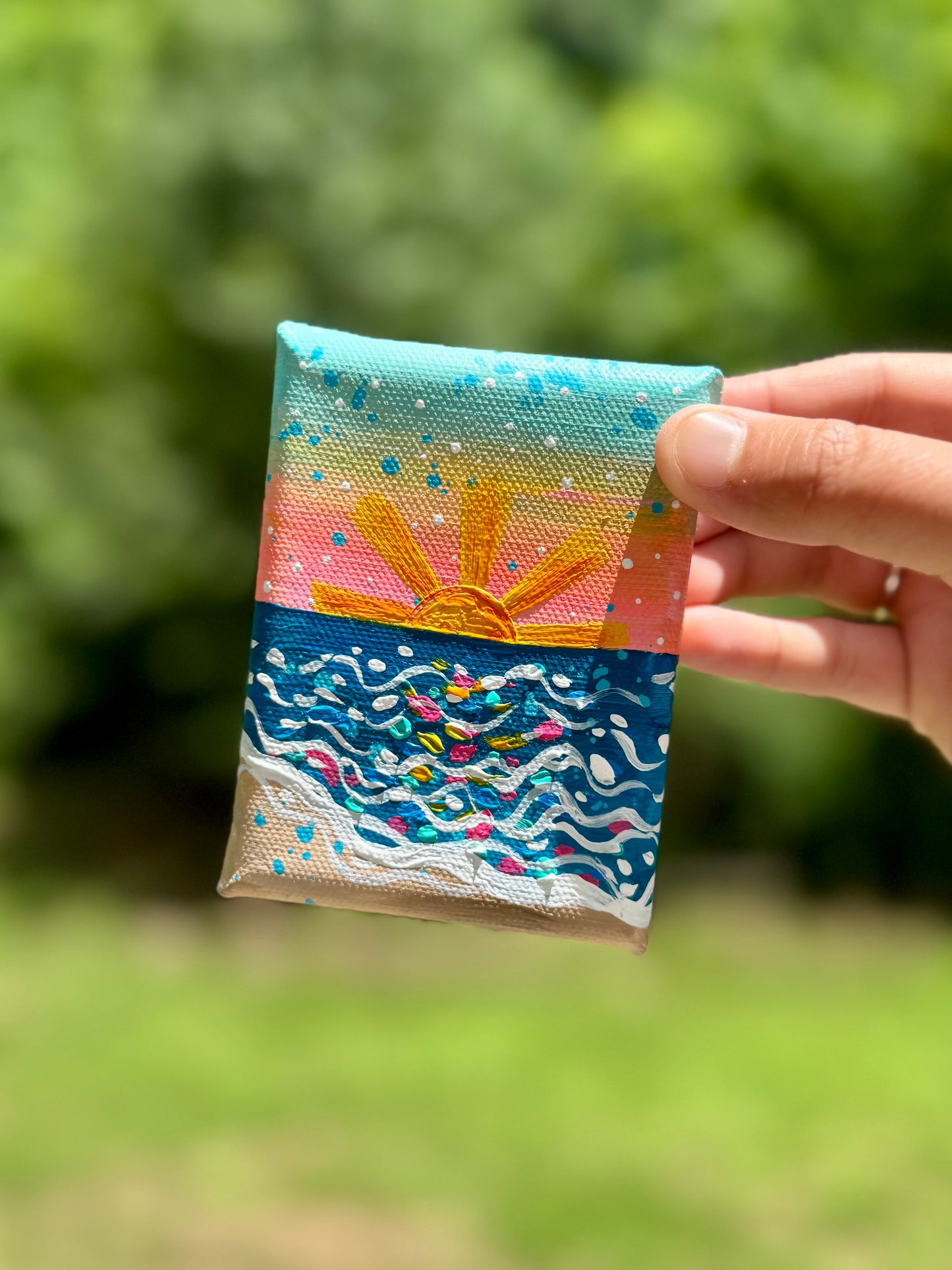 "Golden Hour Glow" Original Beach Painting on 3x4 inch mini canvas