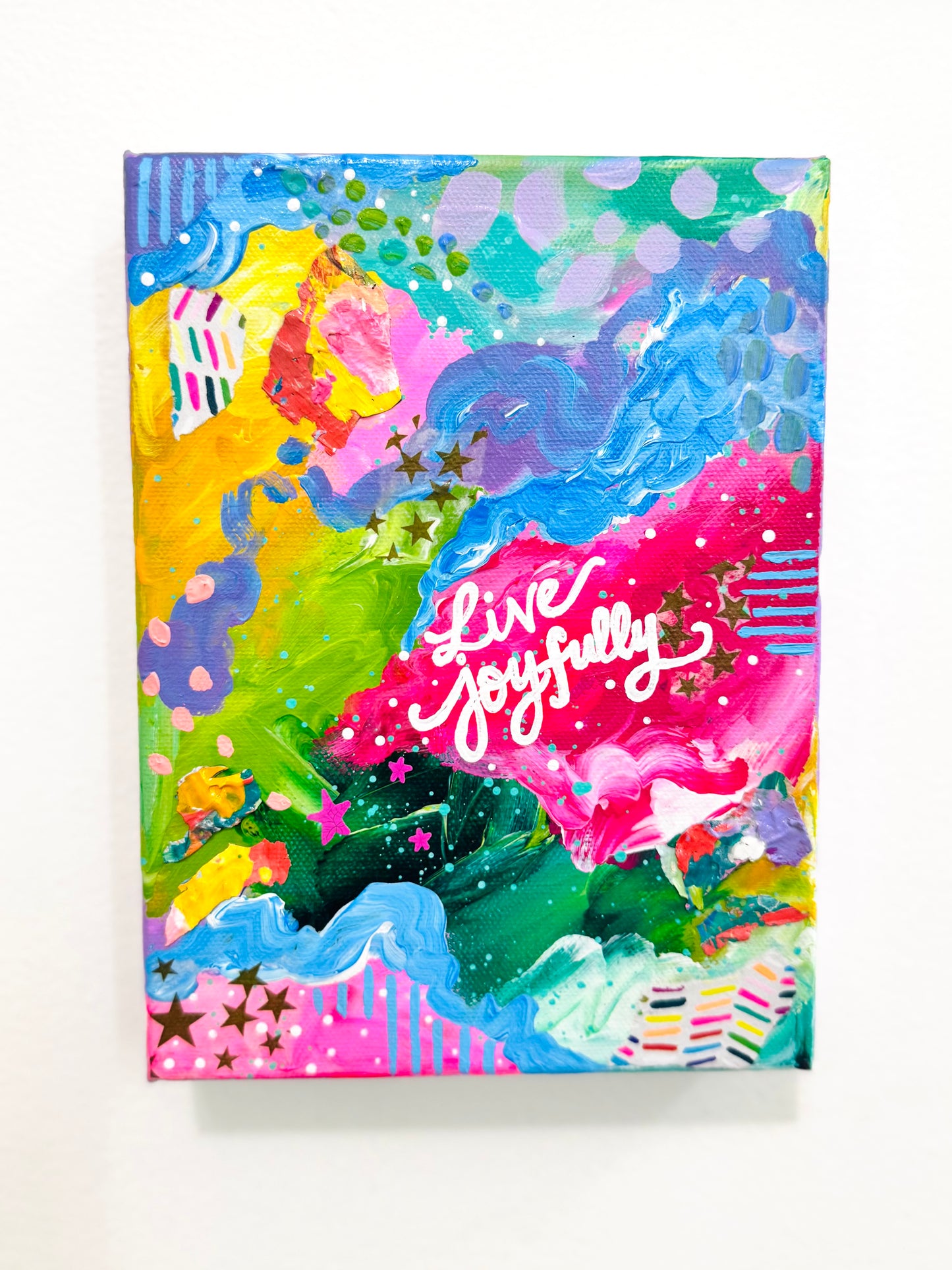 "Live Joyfully Abstract Collage" Original Painting #22 of 52 Weeks of Colorful Joy 2026