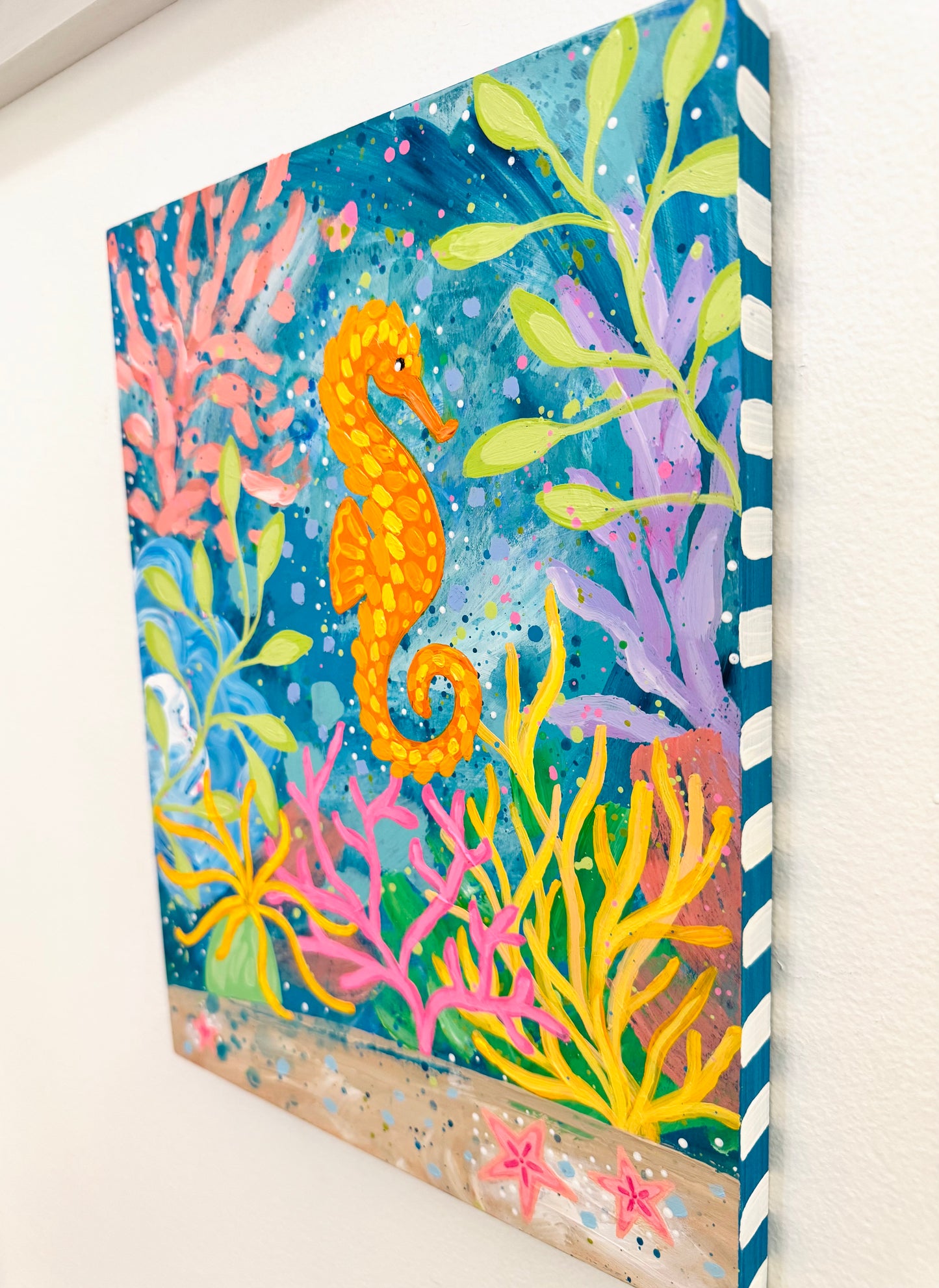 "Magic Beneath the Waves" Original Ocean Painting on 9x12 inch wood panel