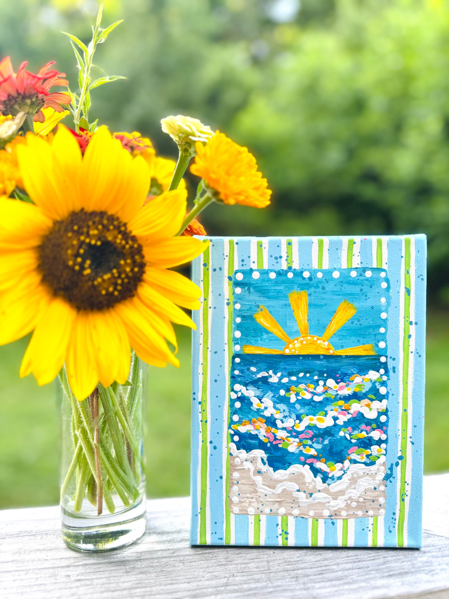 "Tides and Tropics" Original Beach Painting on 6x8 inch canvas