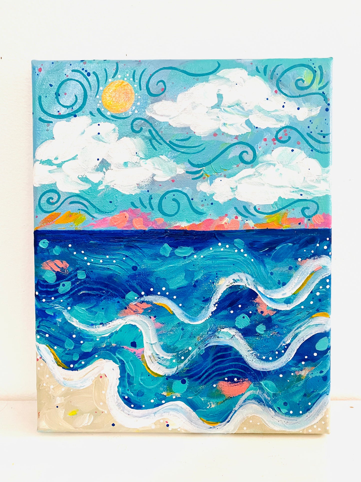 "New Wave" 8x10 inch original beach painting on canvas