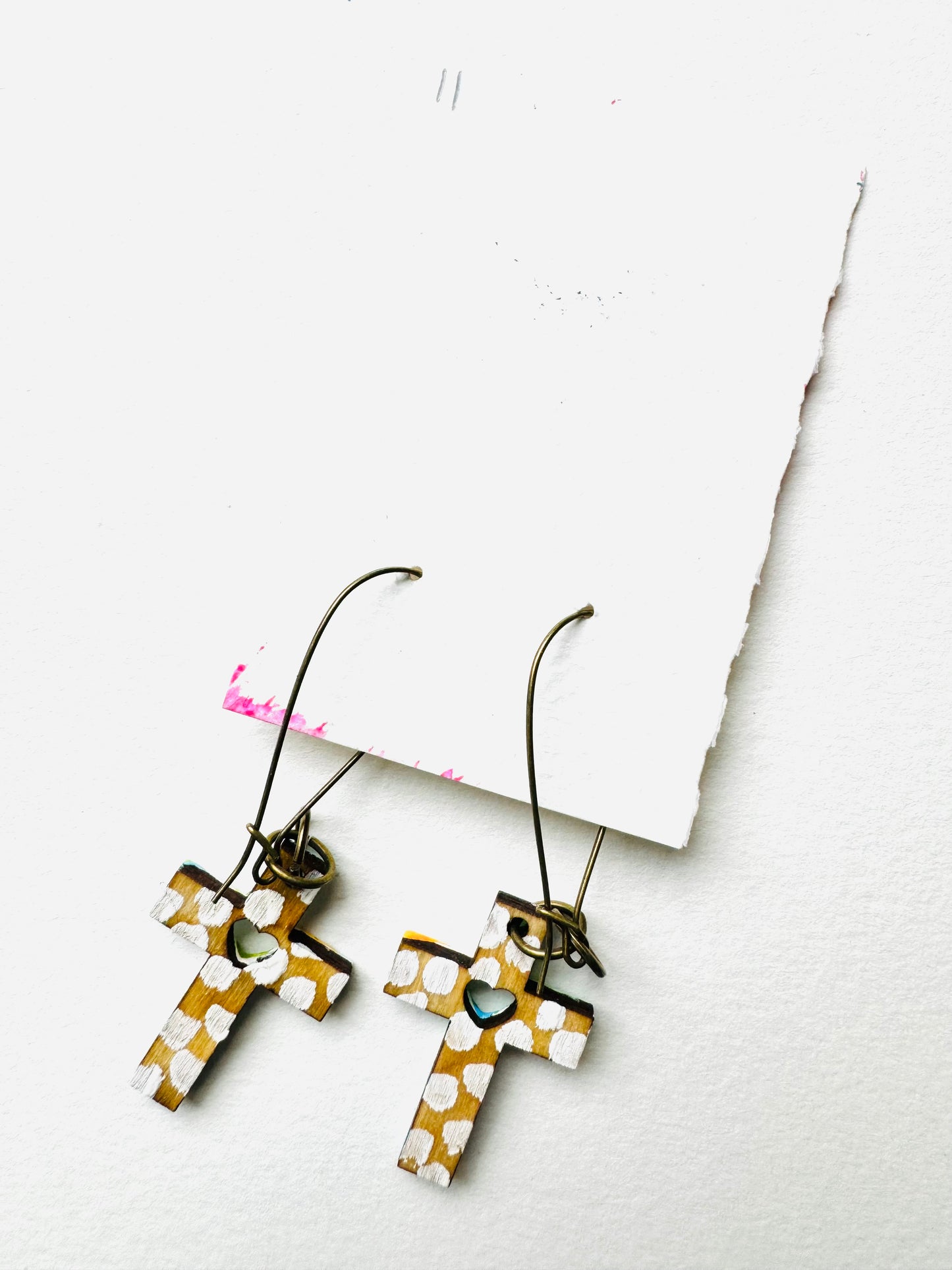 Colorful, Hand Painted Cross Earrings 11