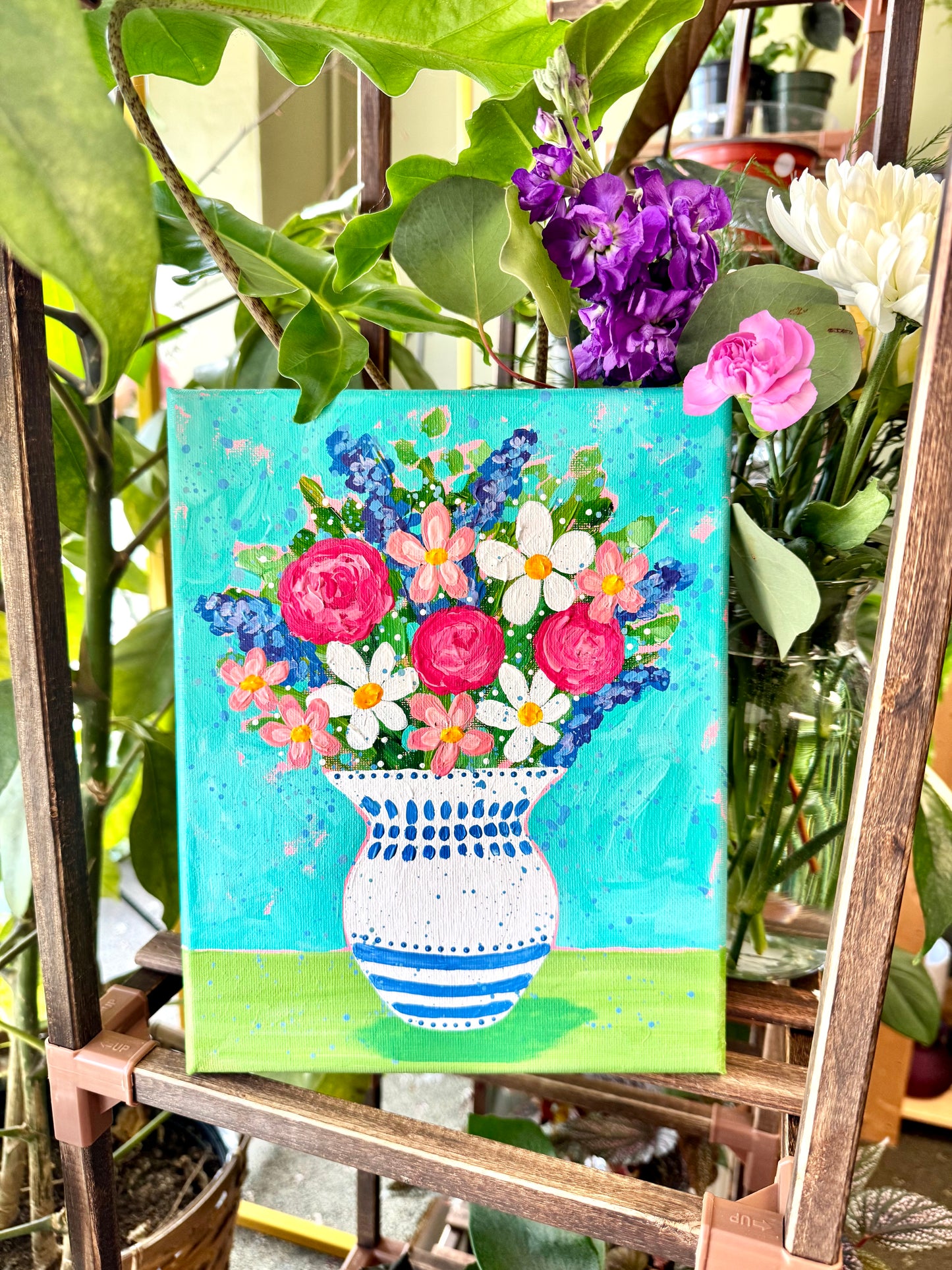 Floral Bouquet Spring Original Painting on 8x10 inch Canvas