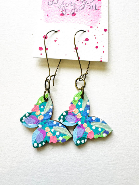 Colorful, Hand Painted Butterfly Earrings 24