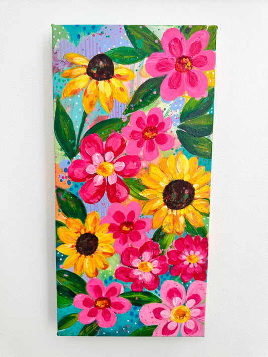 “Wildflower Waltz” 8x16 inch original floral painting on canvas