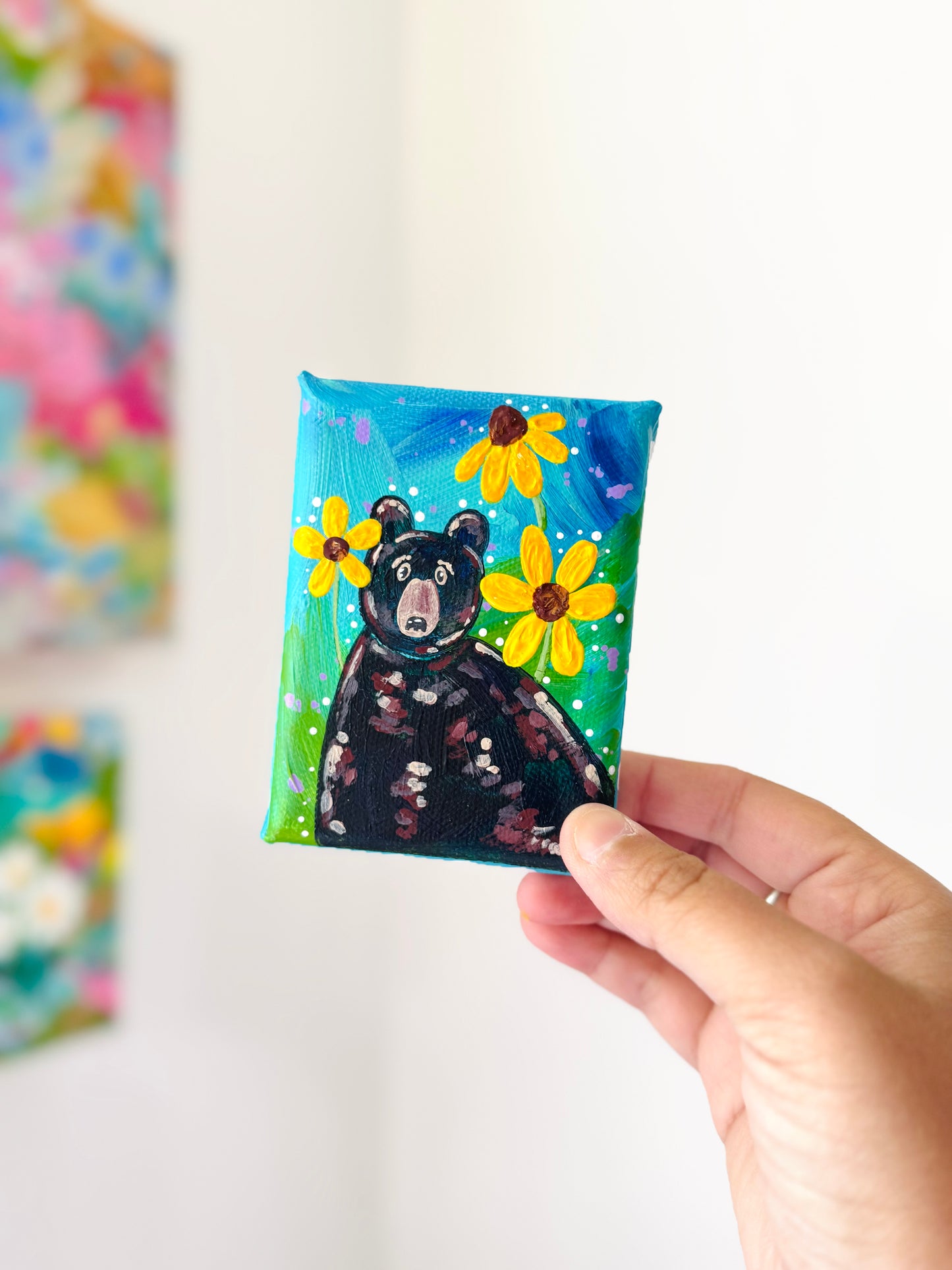 Black Bear Floral Mini Canvas 8