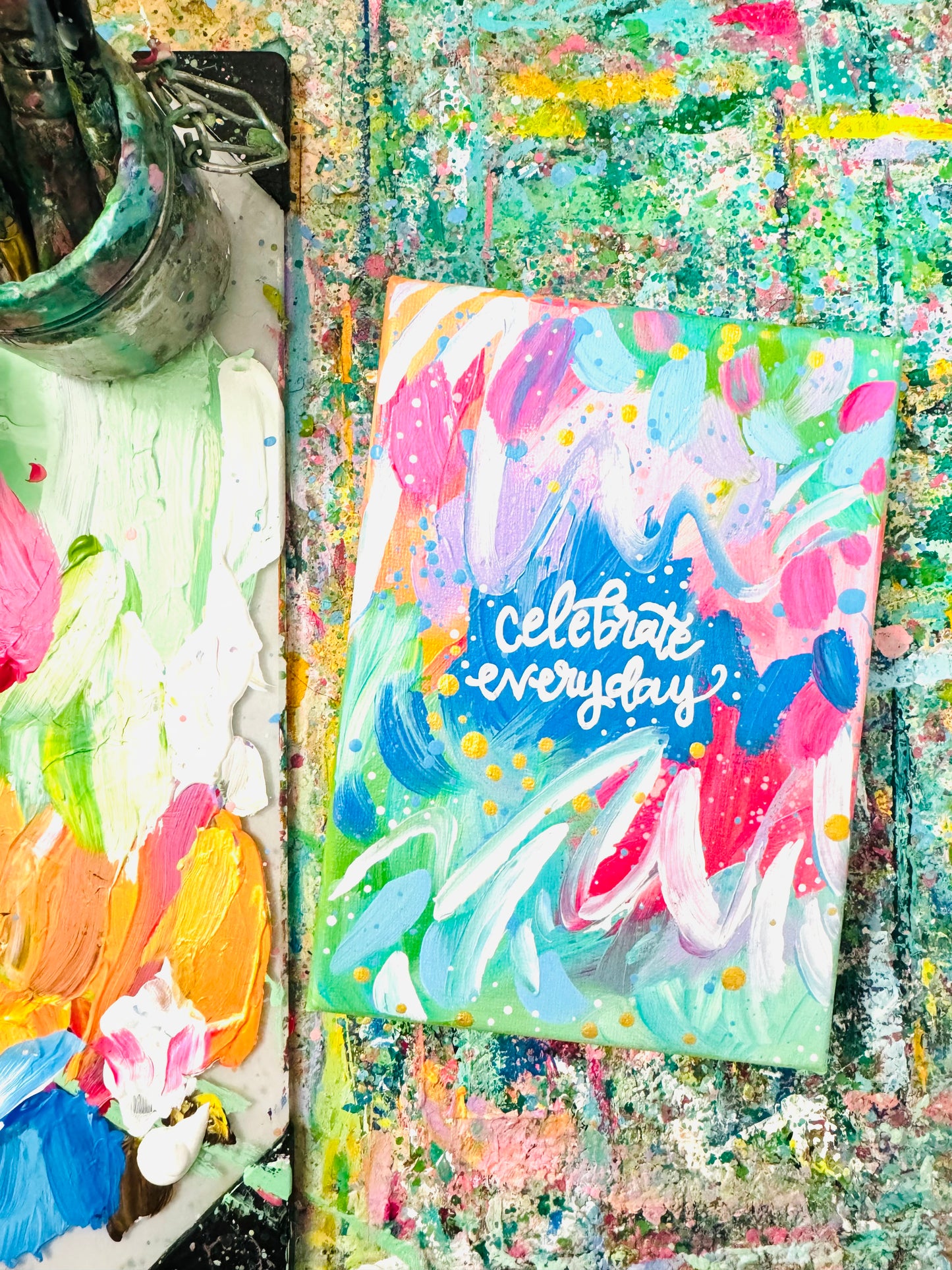 Celebrate Everyday Abstract 5x7 inch canvas