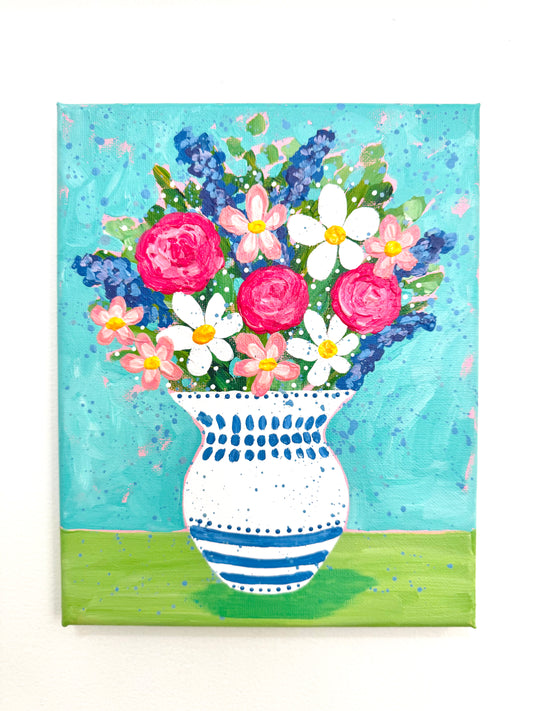 Floral Bouquet Spring Original Painting on 8x10 inch Canvas