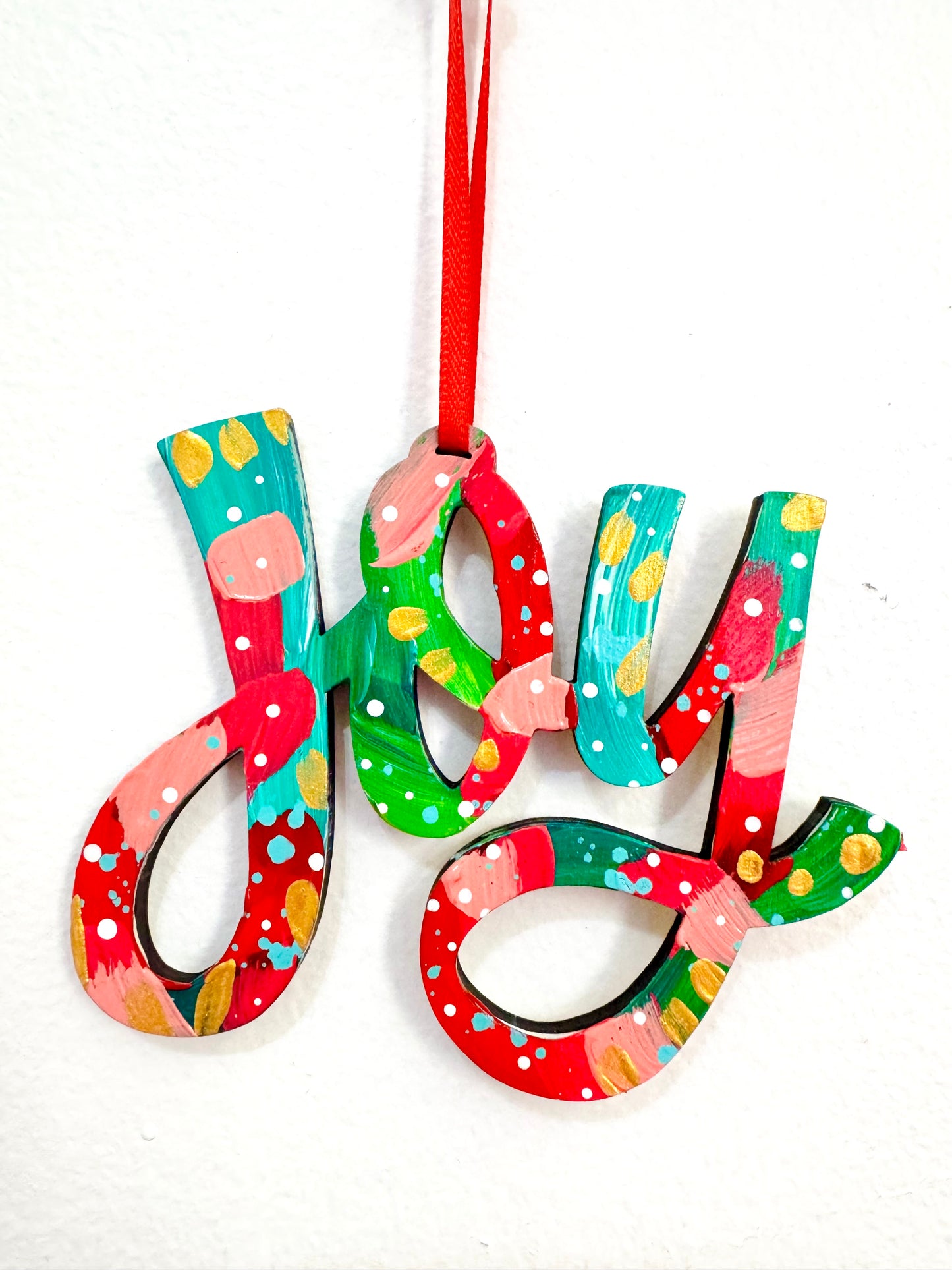 Hand Painted Joy Christmas Ornament 9