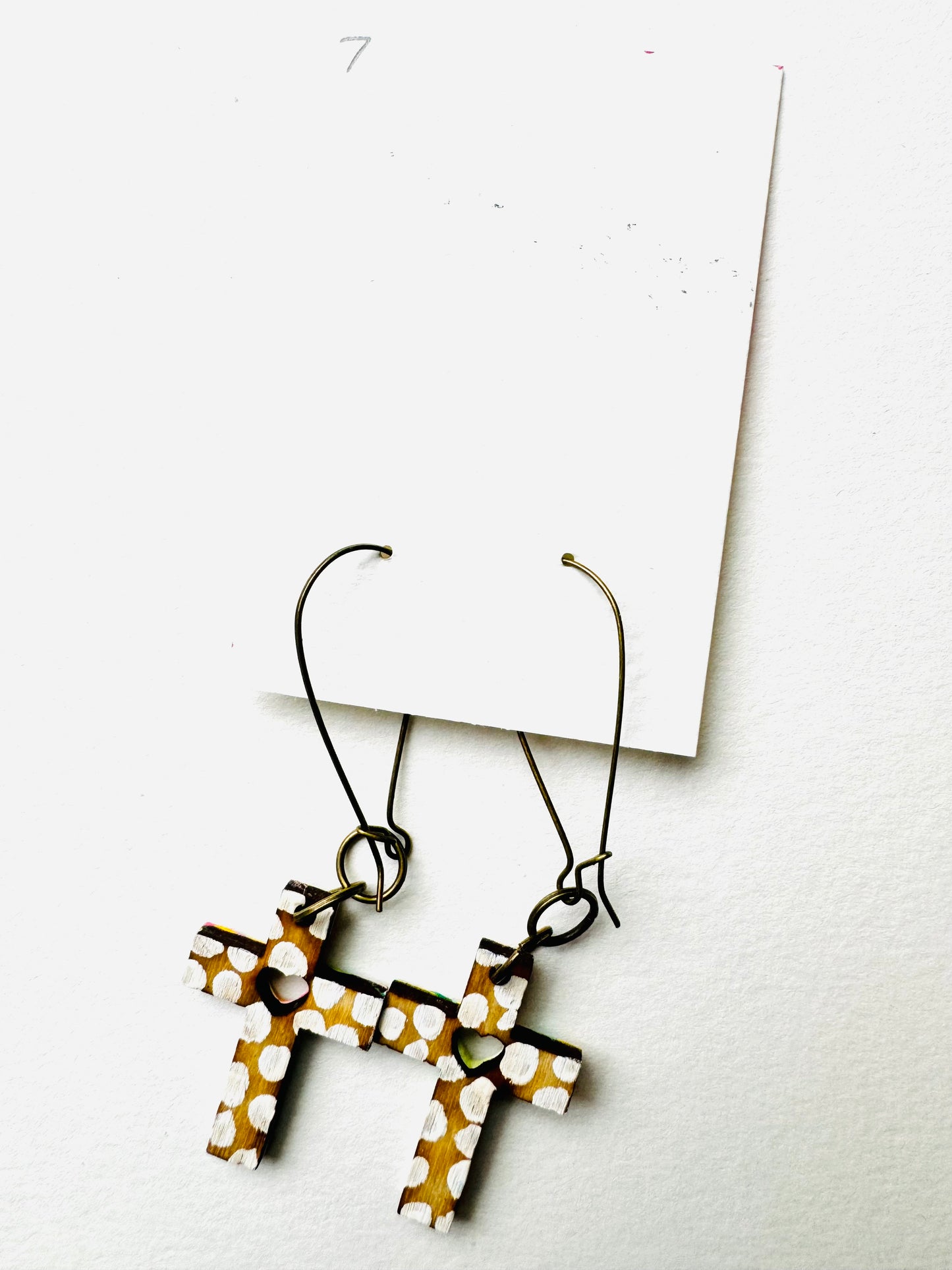 Colorful, Hand Painted Cross Earrings 7