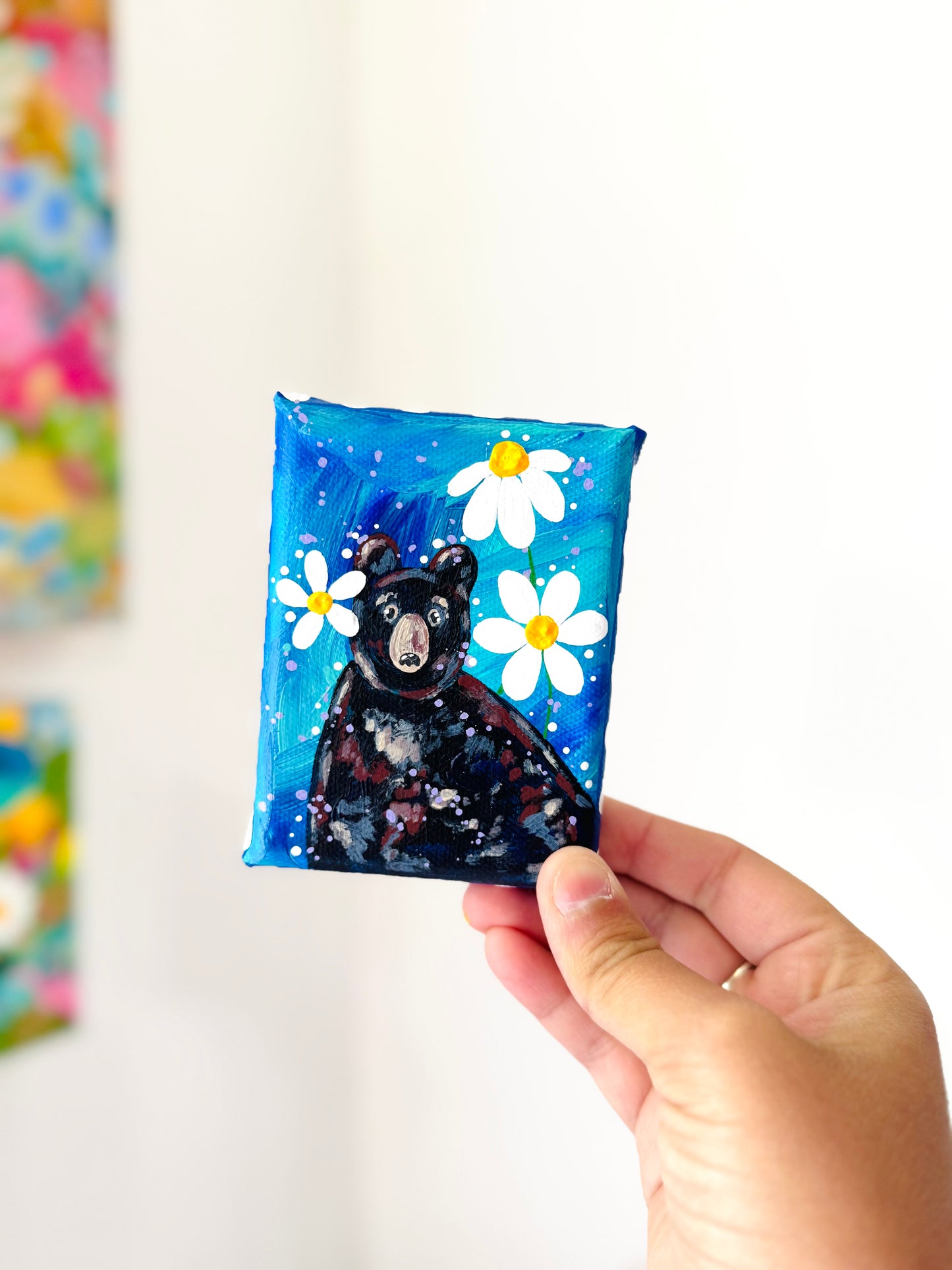 Black Bear Floral Mini Canvas 7